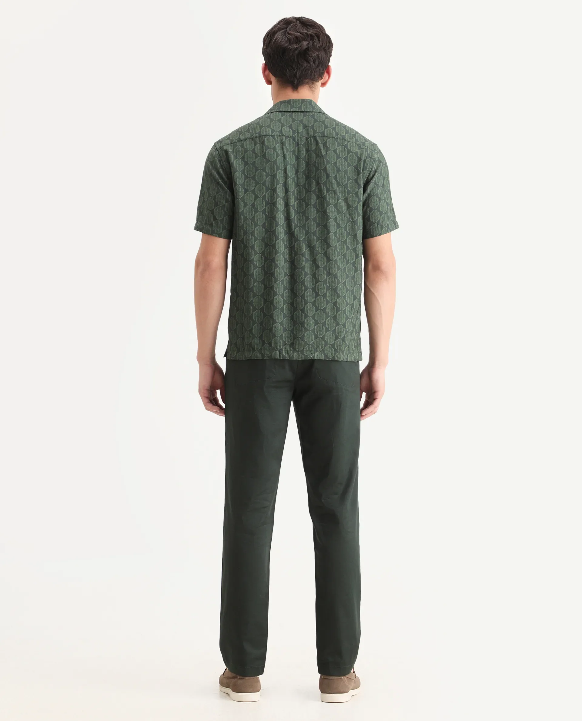Rare Rabbit Men Hols Dark Olive Cotton Blend Fabric Button Closure Plain Trouser - Image 6