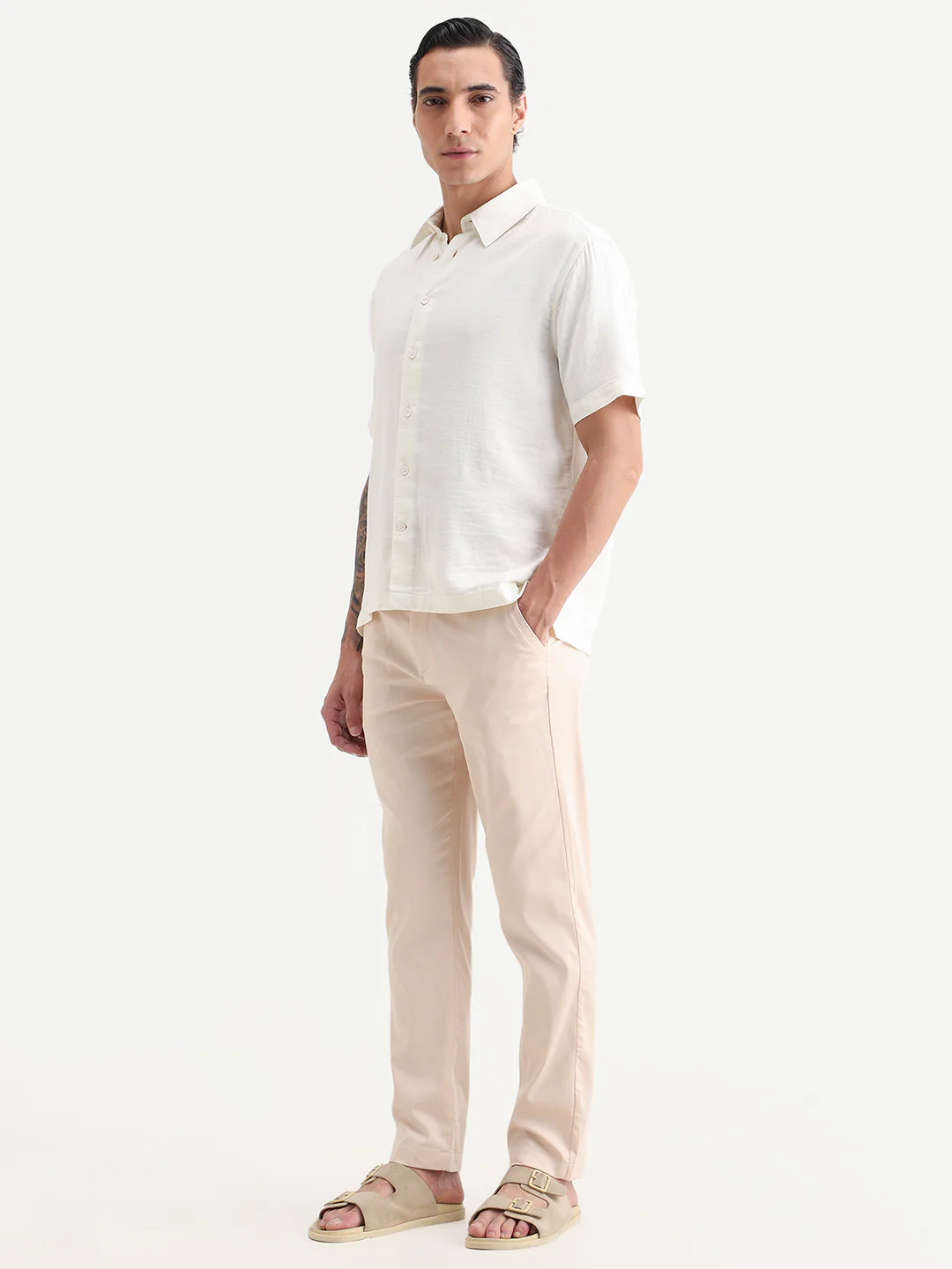 Rare Rabbit Men Hols Light Beige Cotton Blend Fabric Button Closure Plain Trouser - Image 5