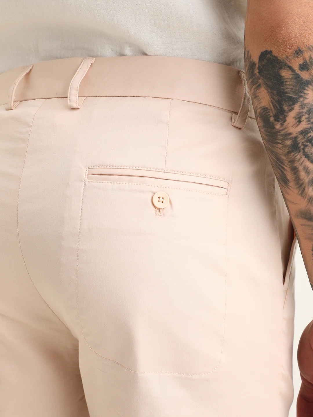 Rare Rabbit Men Hols Light Beige Cotton Blend Fabric Button Closure Plain Trouser - Image 6