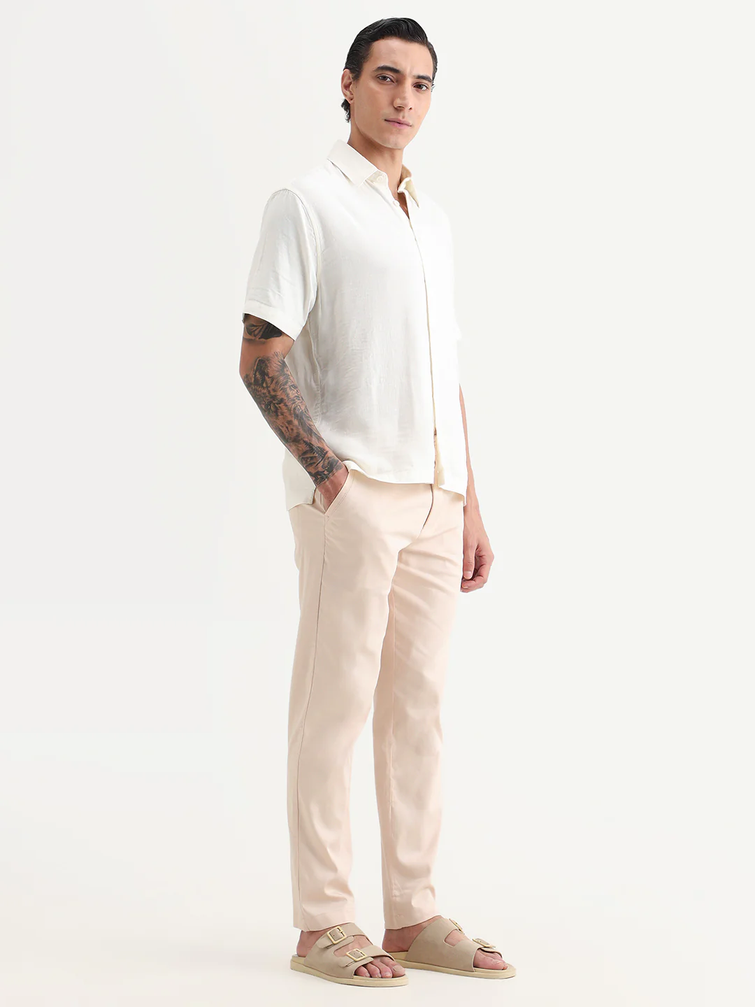 Rare Rabbit Men Hols Light Beige Cotton Blend Fabric Button Closure Plain Trouser - Image 7