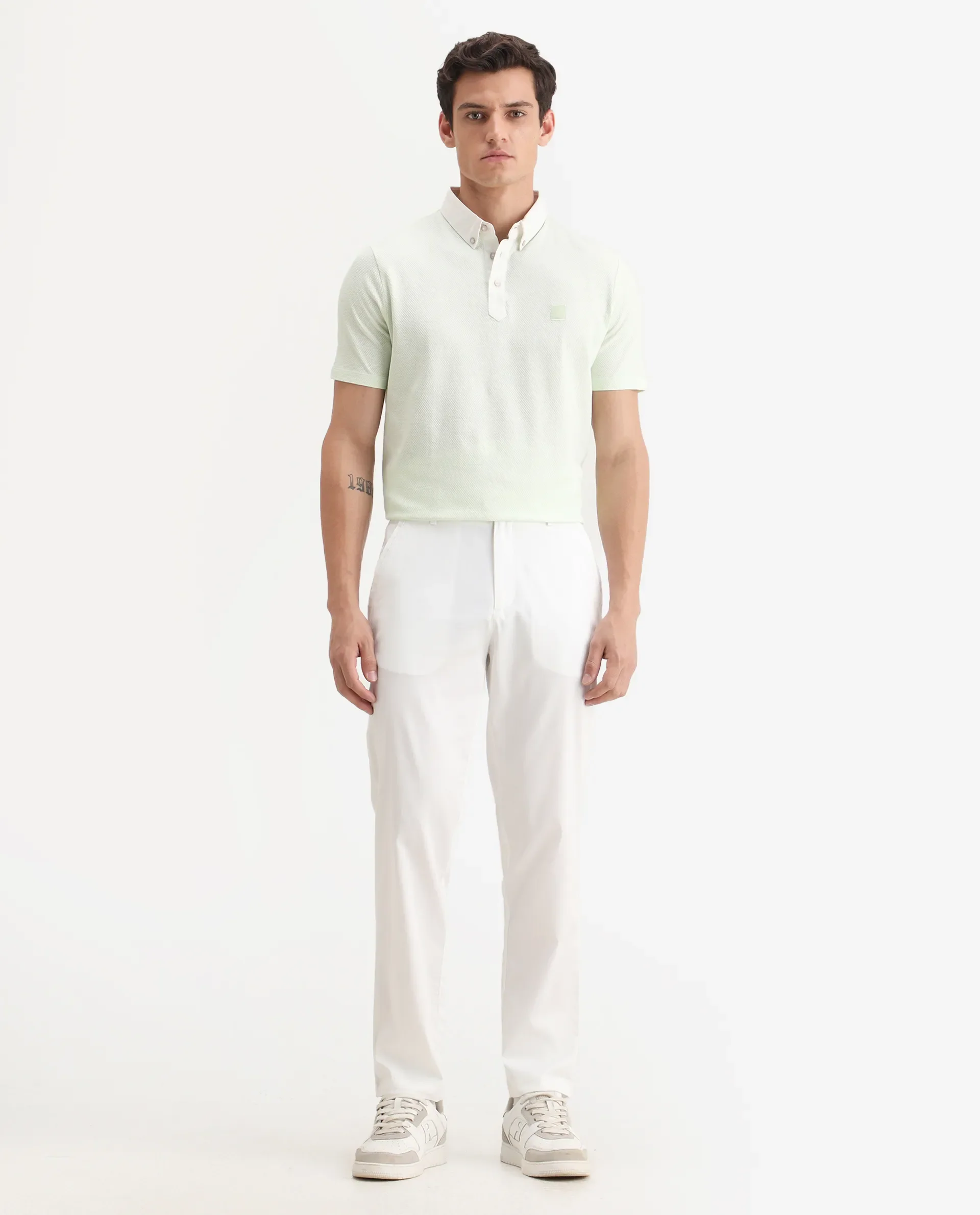 Rare Rabbit Men Hols White Cotton Blend Fabric Button Closure Plain Trouser - Image 4