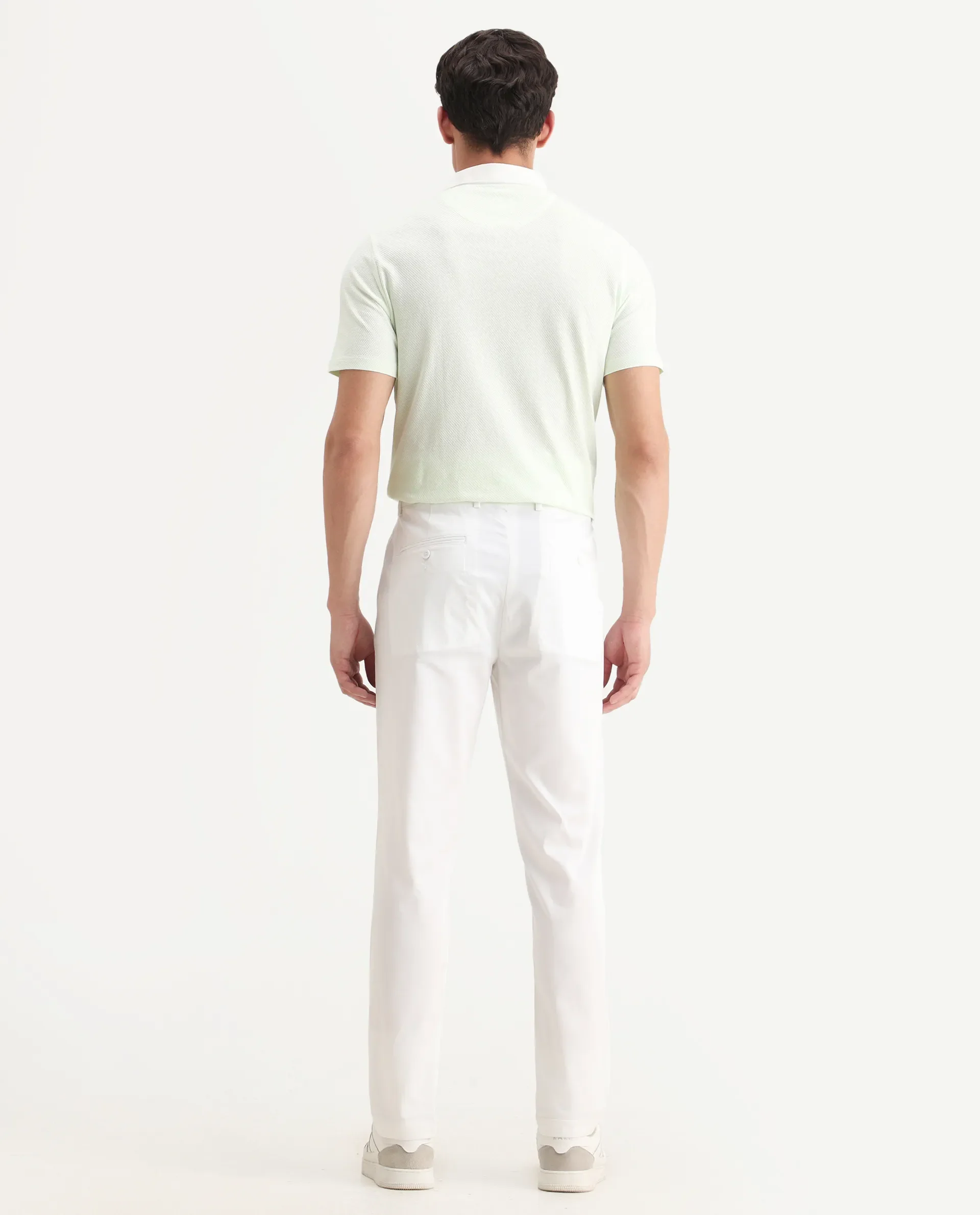 Rare Rabbit Men Hols White Cotton Blend Fabric Button Closure Plain Trouser - Image 7