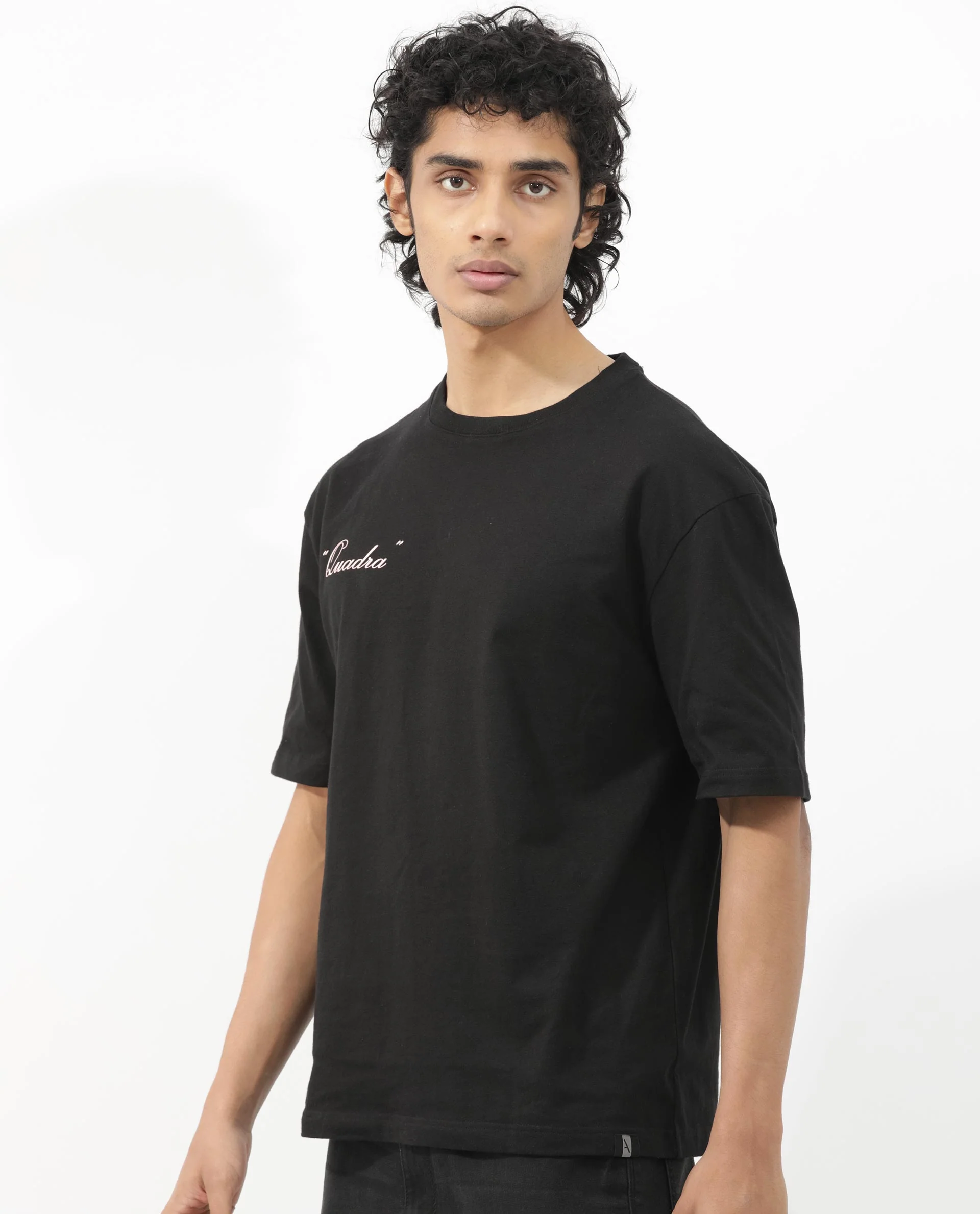 Rare Rabbit Articale Men's Holt Black Cotton Polyester Fabric Crew Neck Oversized Fit Graphic Print T-Shirt - Image 11