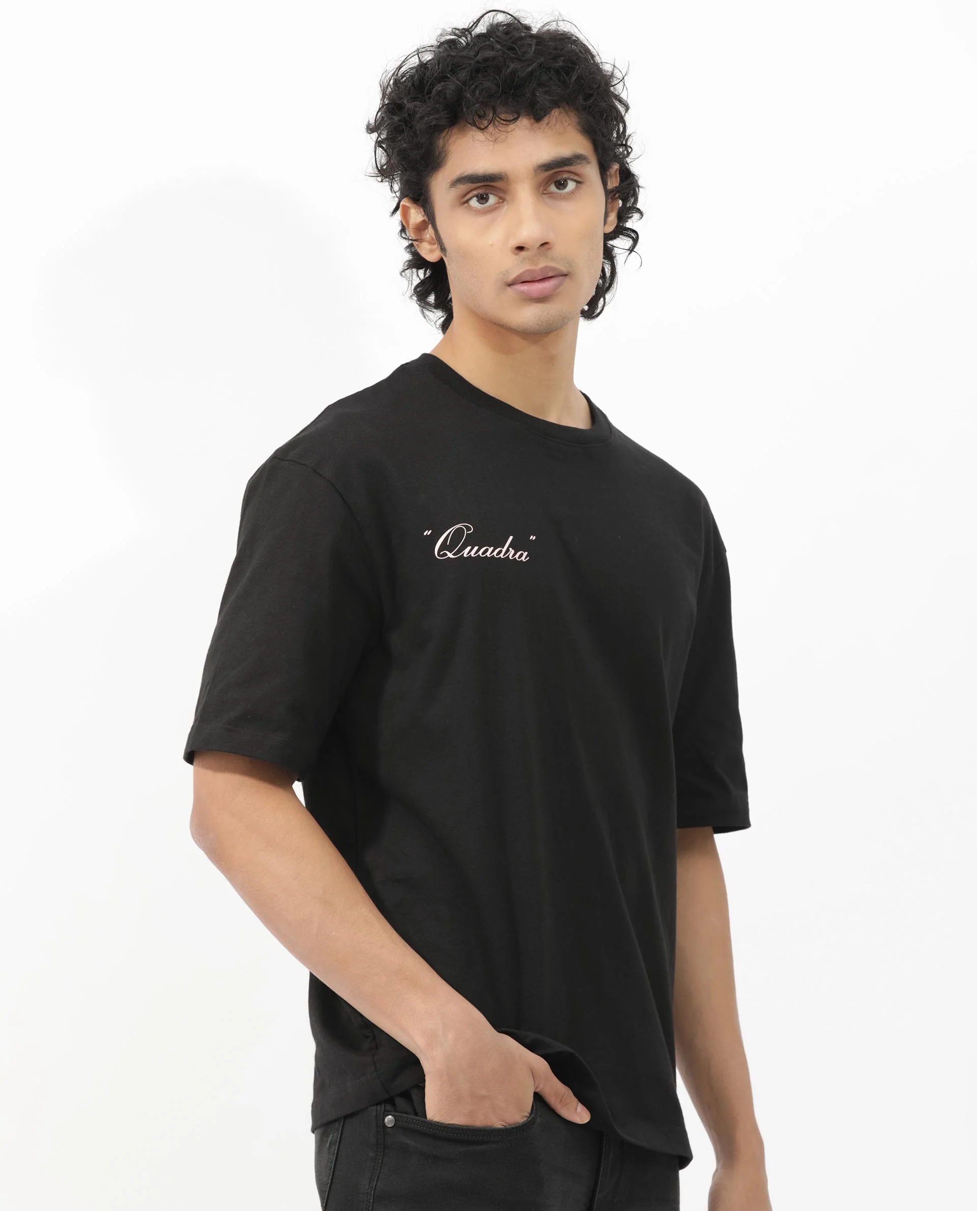 Rare Rabbit Articale Men's Holt Black Cotton Polyester Fabric Crew Neck Oversized Fit Graphic Print T-Shirt - Image 12