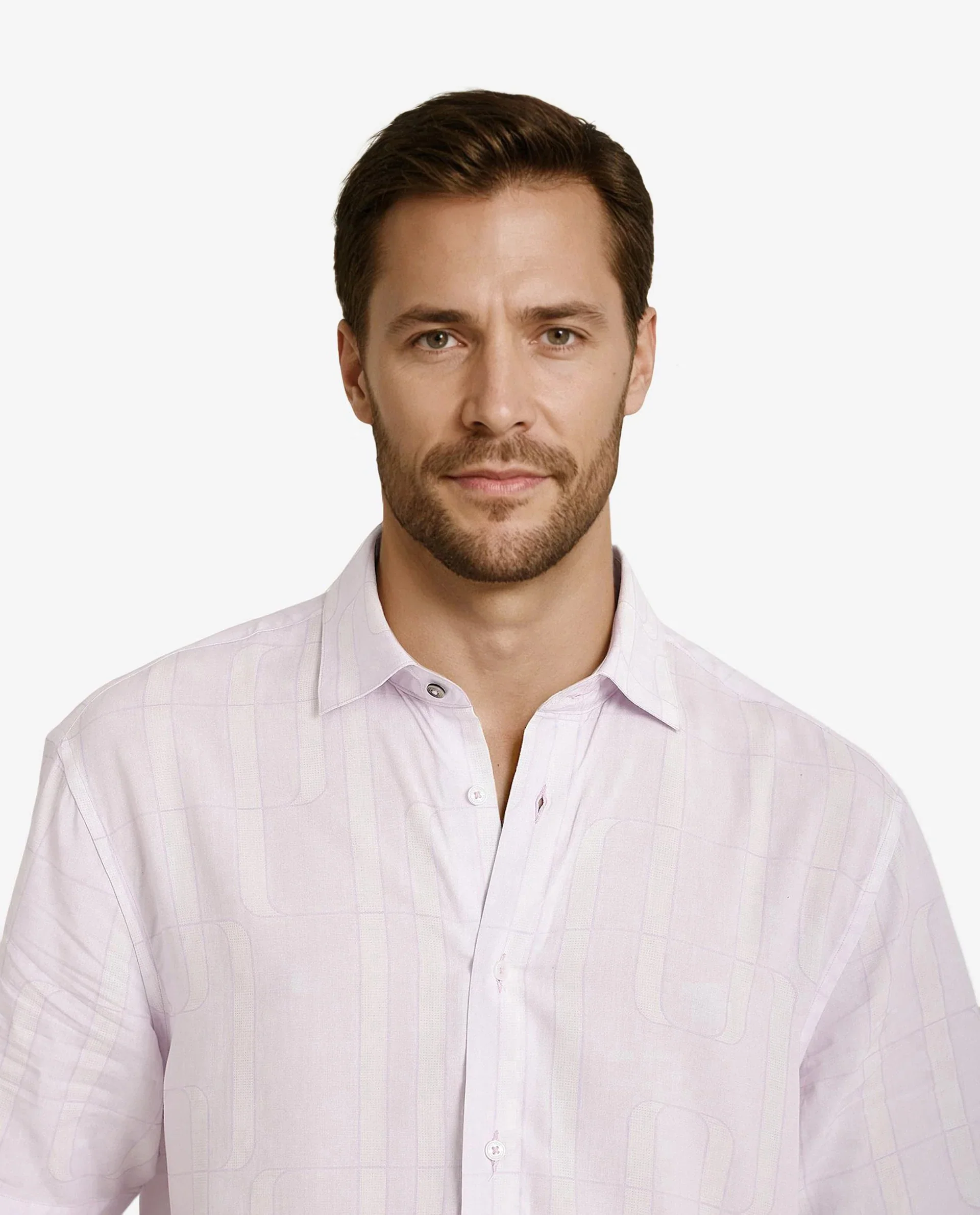 Rare Rabbit Men's Holter Light Purple Viscose Abstract Print Regular Fit Half Sleeve Collared Shirt - Image 5