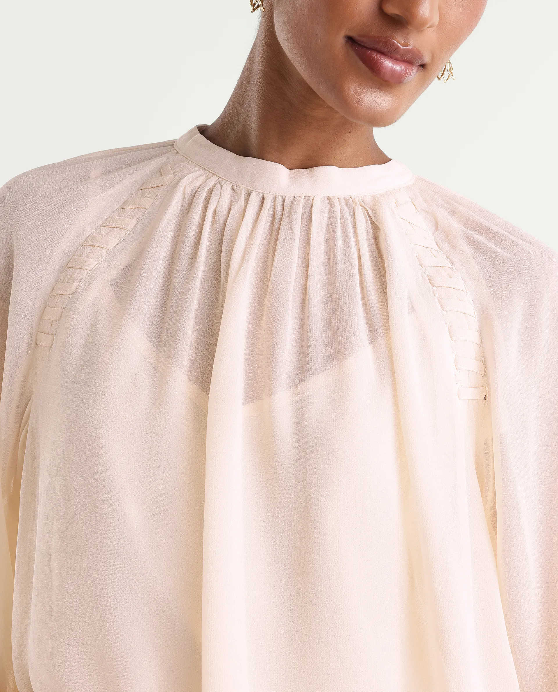 Rareism Women's Holto Beige Viscose Blend High Neck Relaxed Plain Top - Image 5
