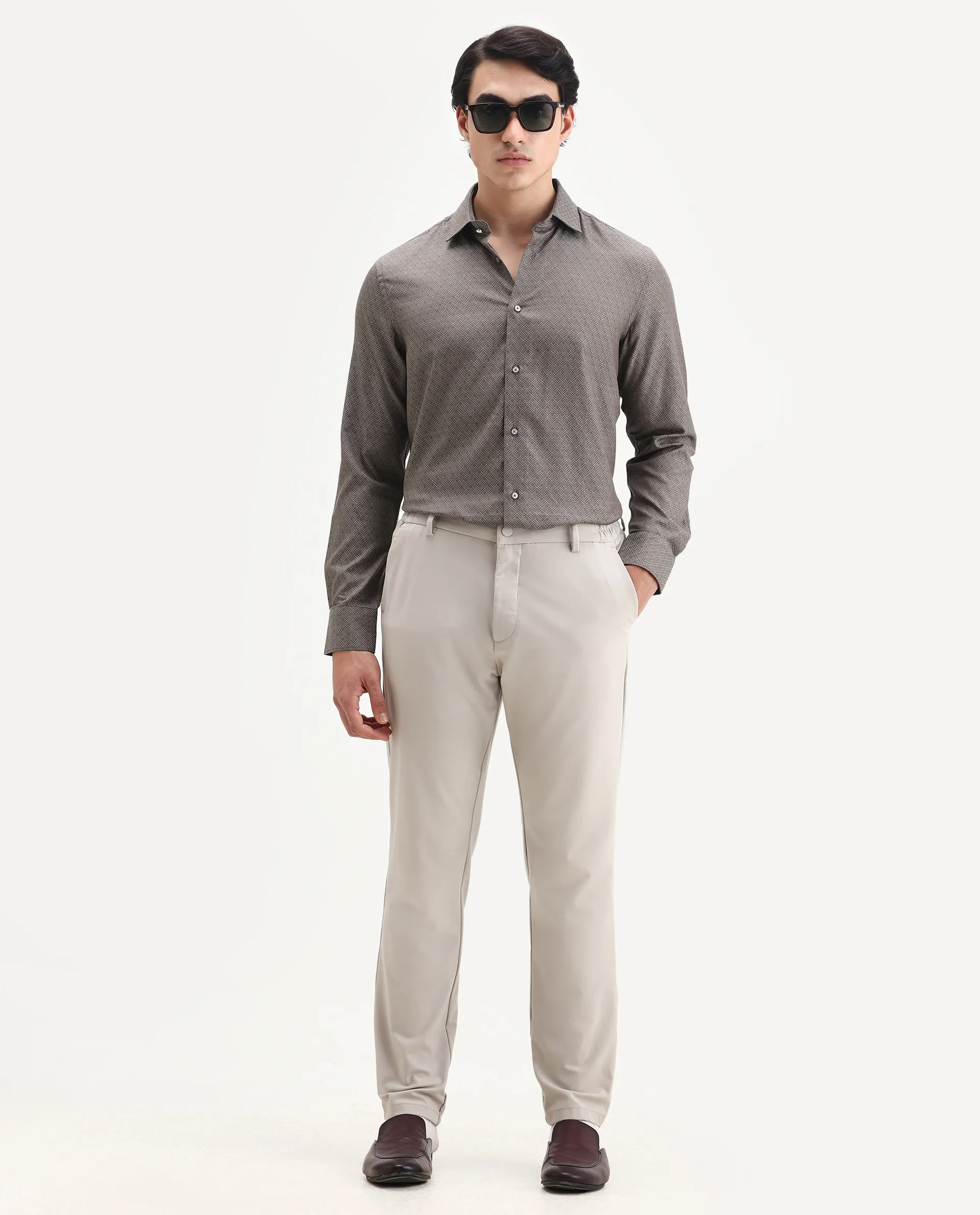 Rare Rabbit Men's Homa Brown Cotton Jacquard Regular Fit Full Sleeve Collared Shirt - Image 2