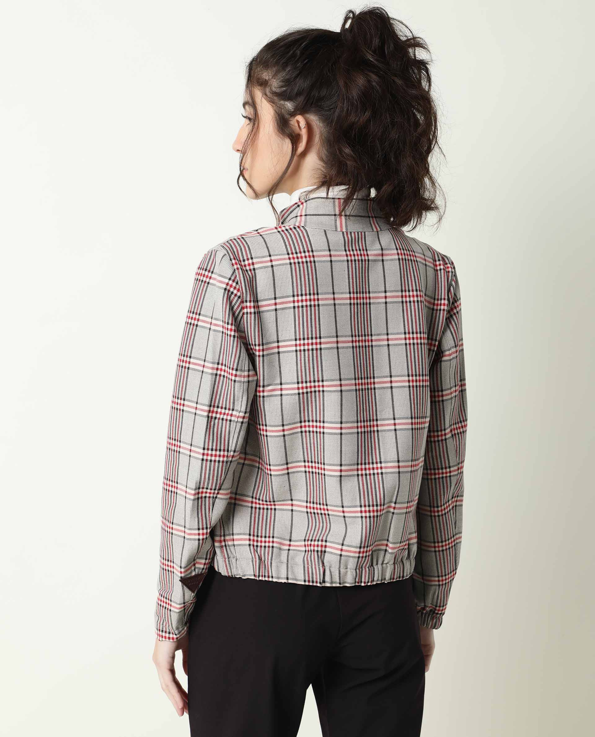 Rareism Women Homer Offwhite Jacket Full Sleeves Checks - Image 9