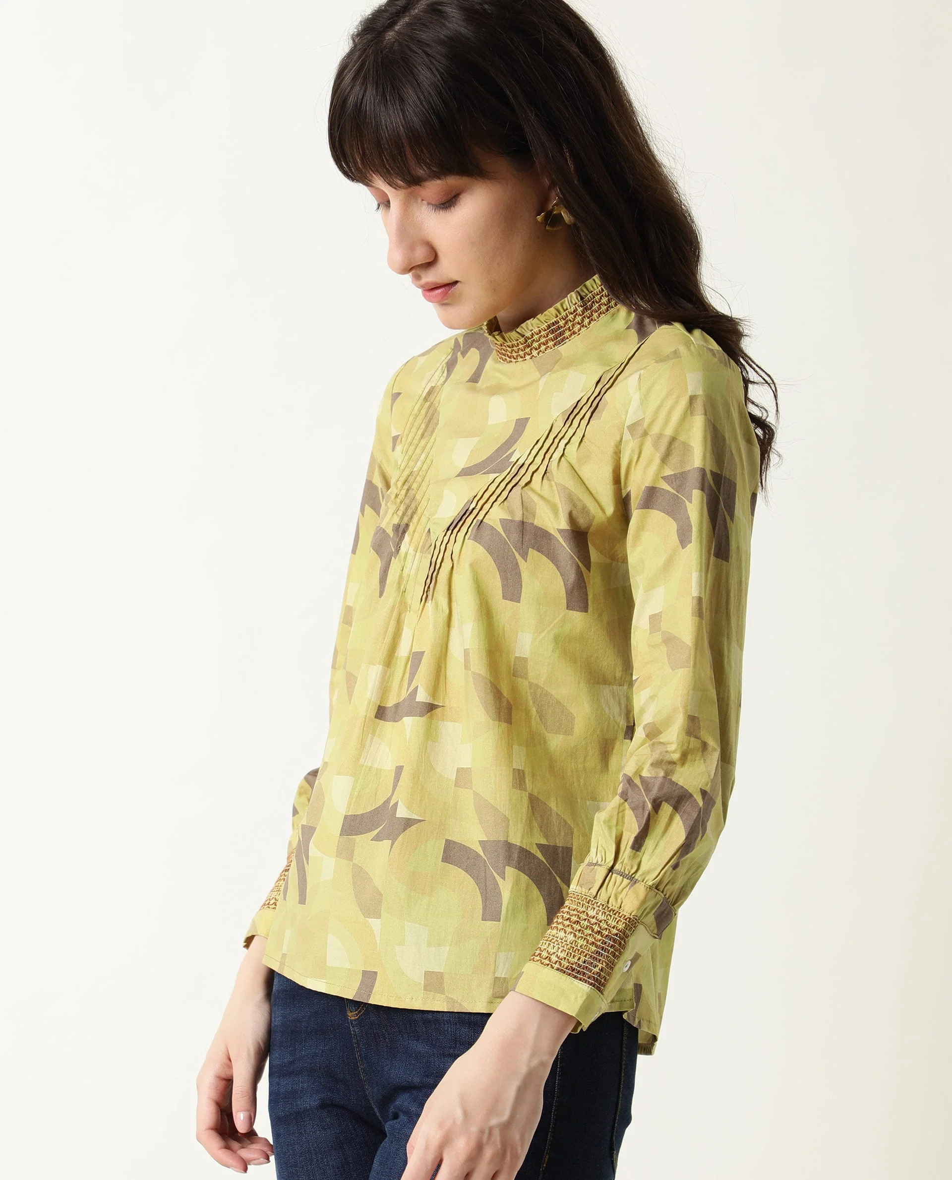 Rareism Women Honest Green Top Short Sleeves Printed - Image 5