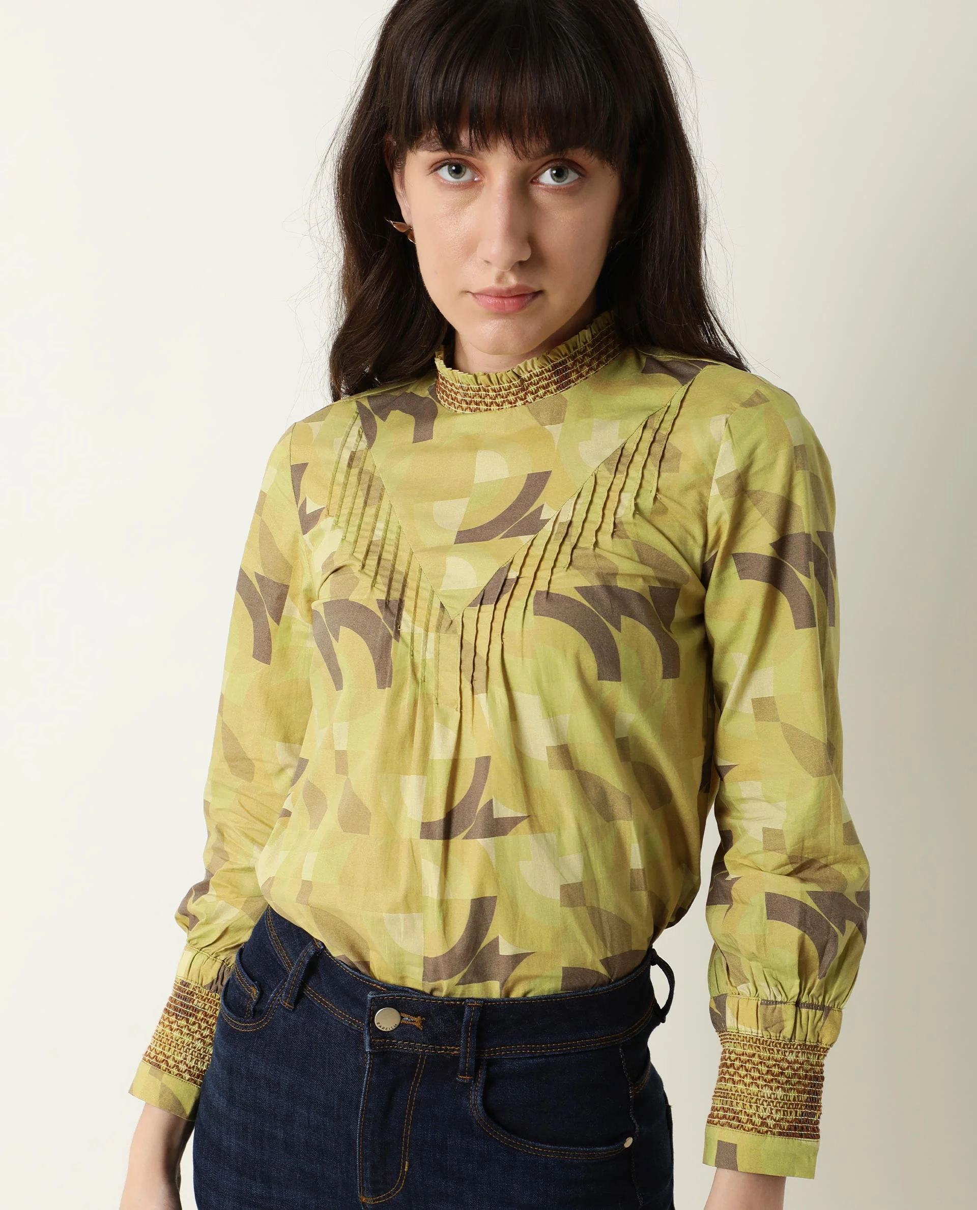 Rareism Women Honest Green Top Short Sleeves Printed - Image 7