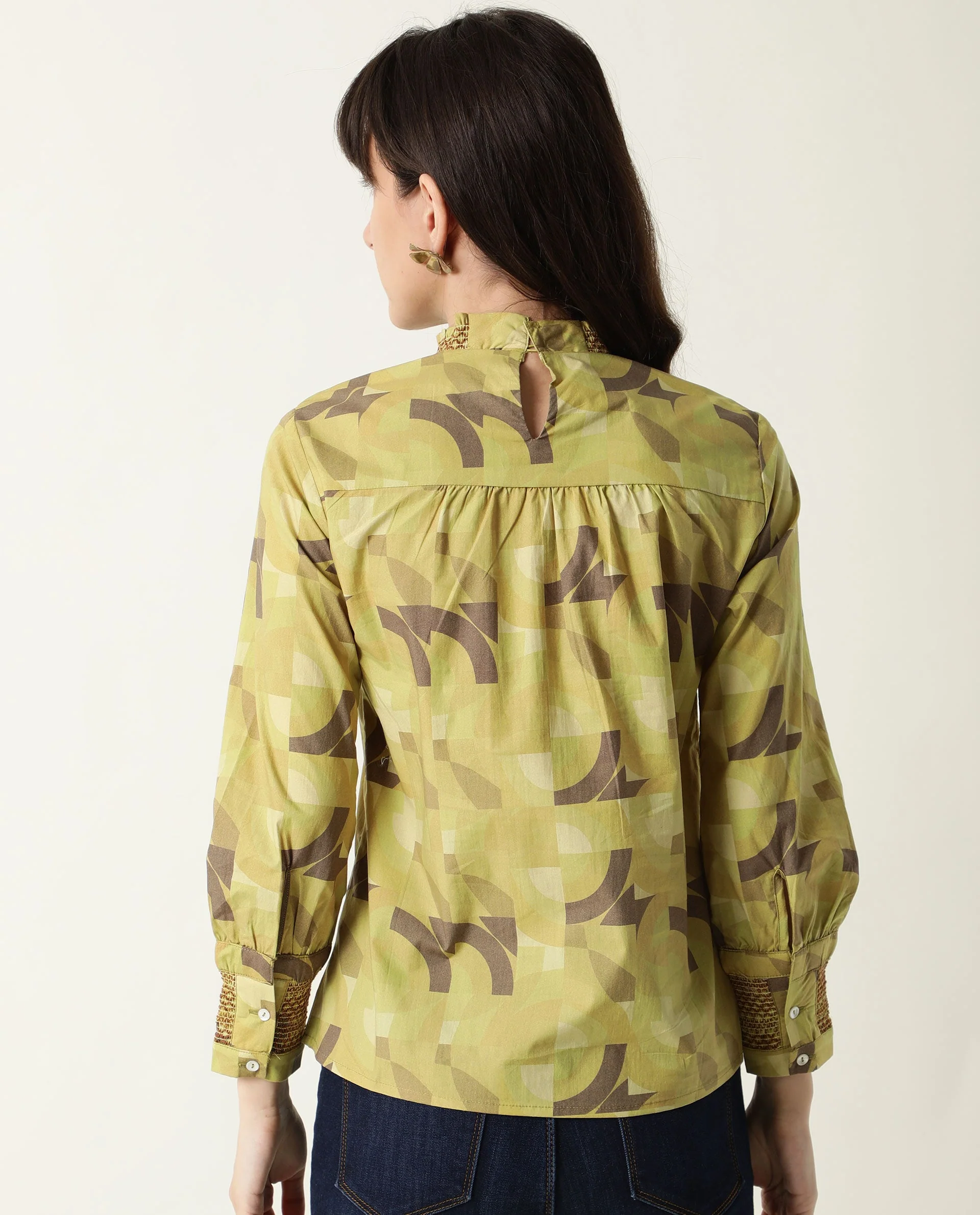 Rareism Women Honest Green Top Short Sleeves Printed - Image 8