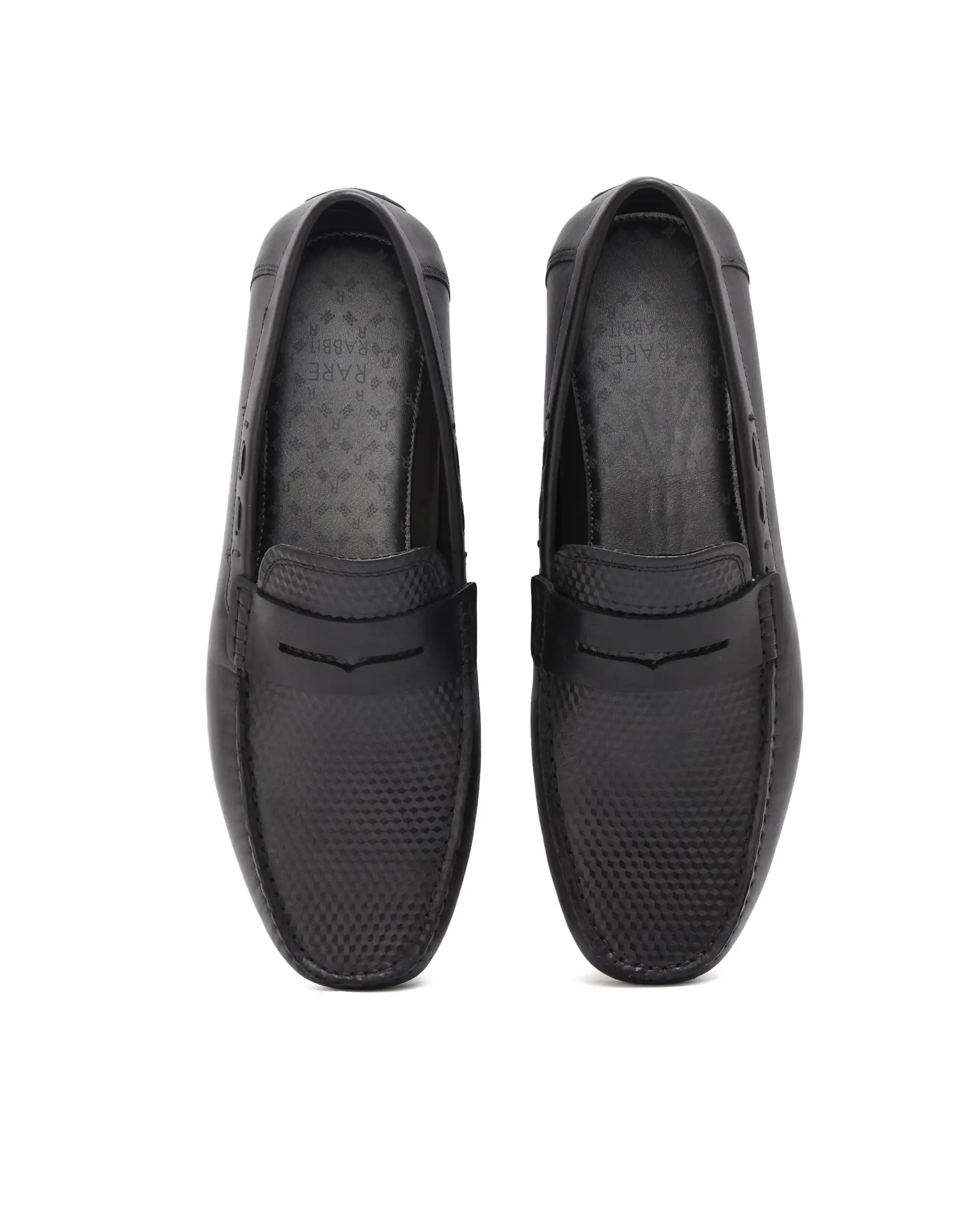 Rare Rabbit Men's Honey Black Slip-On 3D Plated Genuine Leather Driver Moccasin - Image 3