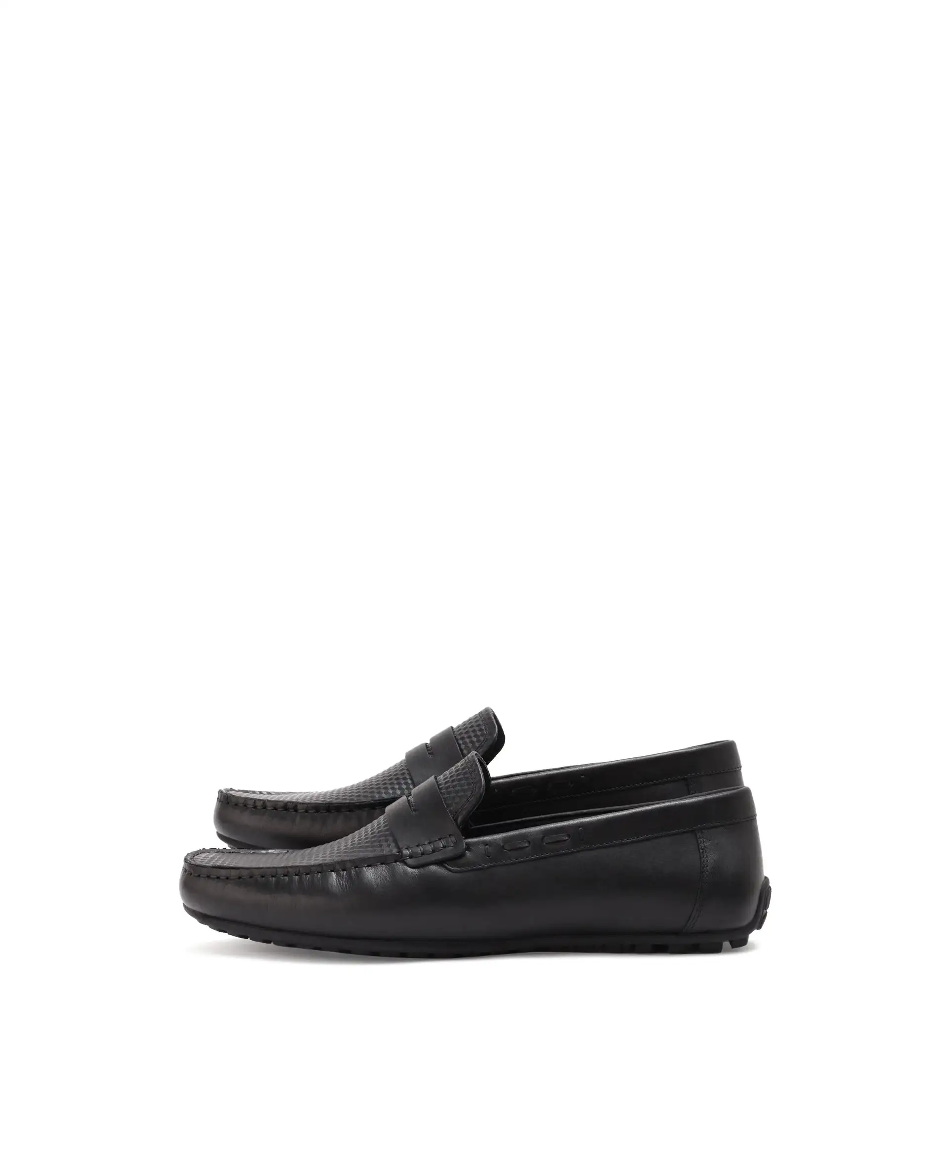 Rare Rabbit Men's Honey Black Slip-On 3D Plated Genuine Leather Driver Moccasin - Image 4