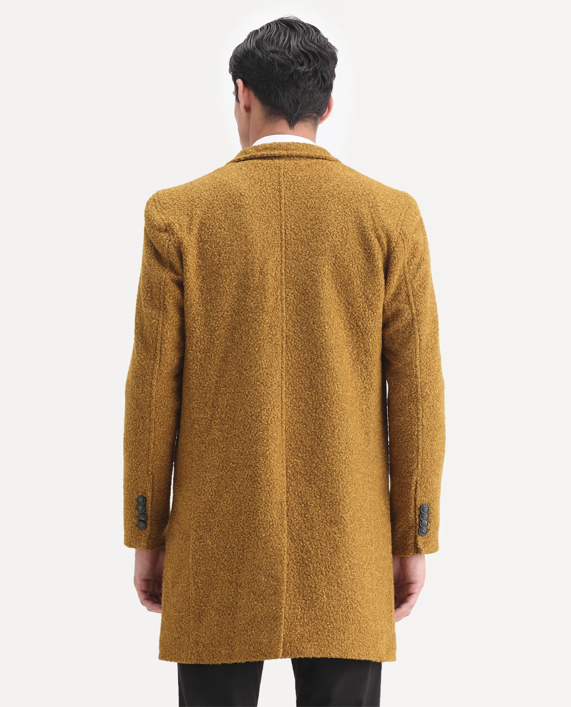 Rare Rabbit Men's Hong Yellow Polyester Textured Tailored Fit Full Sleeve Lapel Neck Jacket - Image 7
