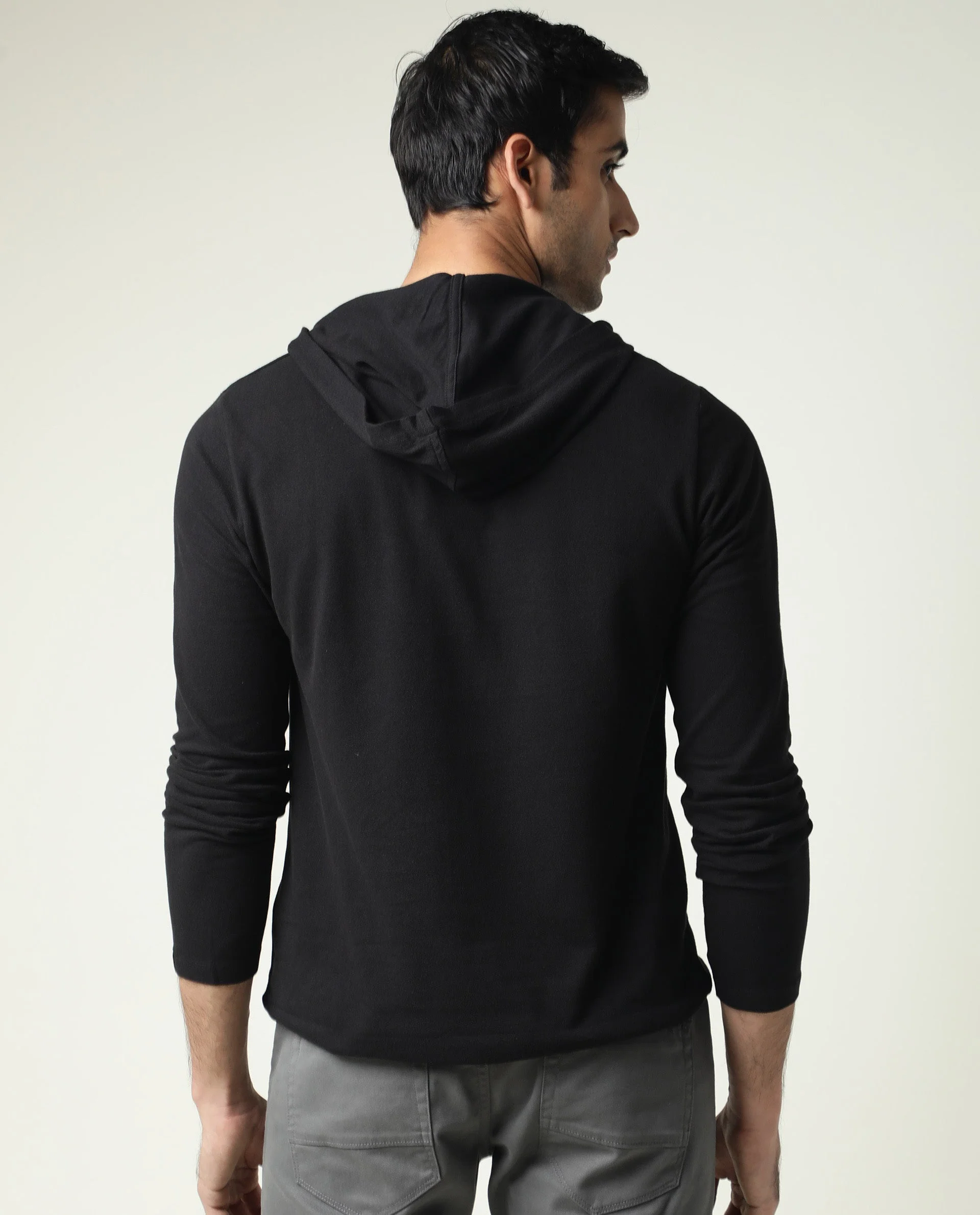 Rare Rabbit Men's Hood Black Cotton Slim Fit Full Sleeve Polo - Image 10