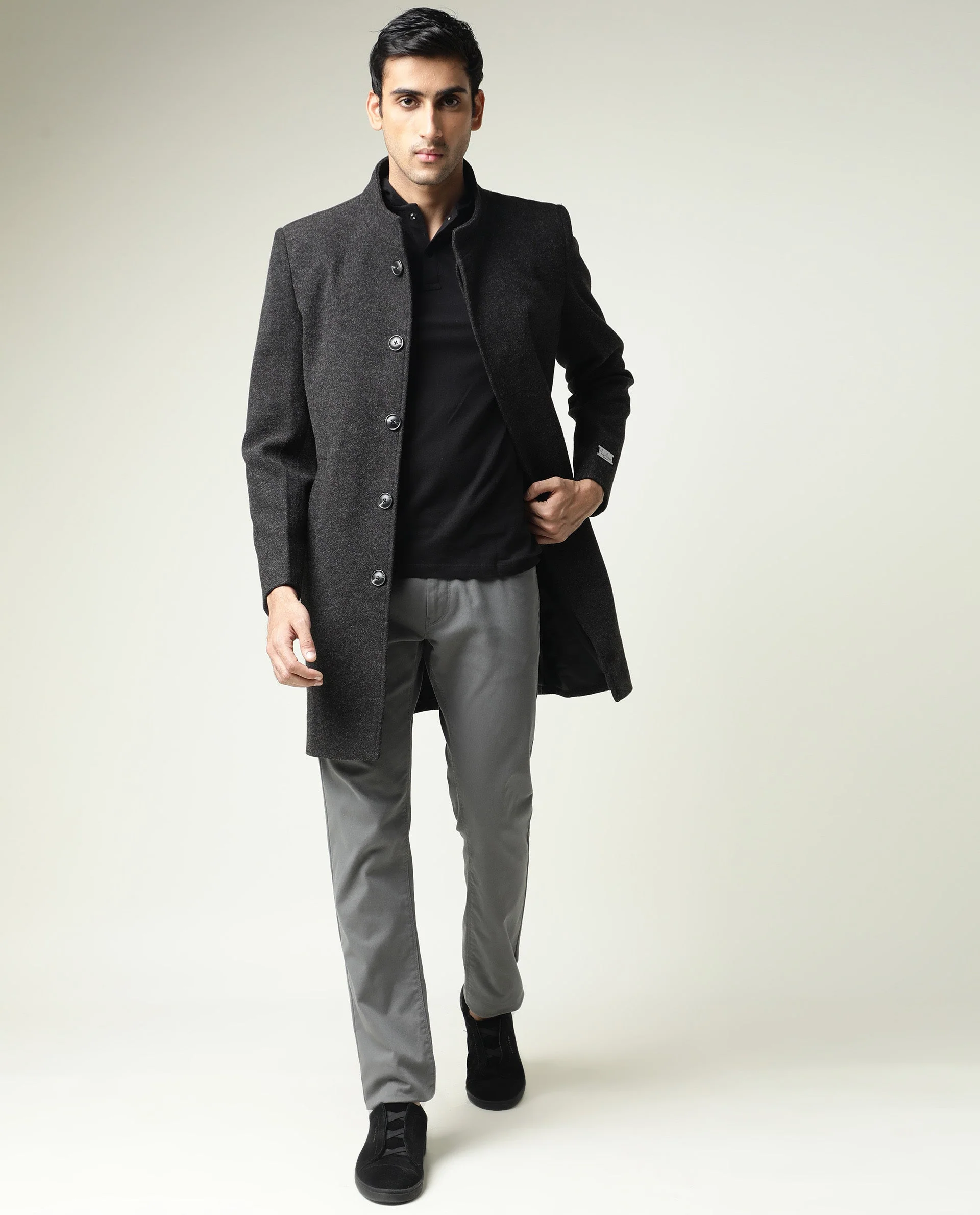 Rare Rabbit Men's Hood Black Cotton Slim Fit Full Sleeve Polo - Image 2