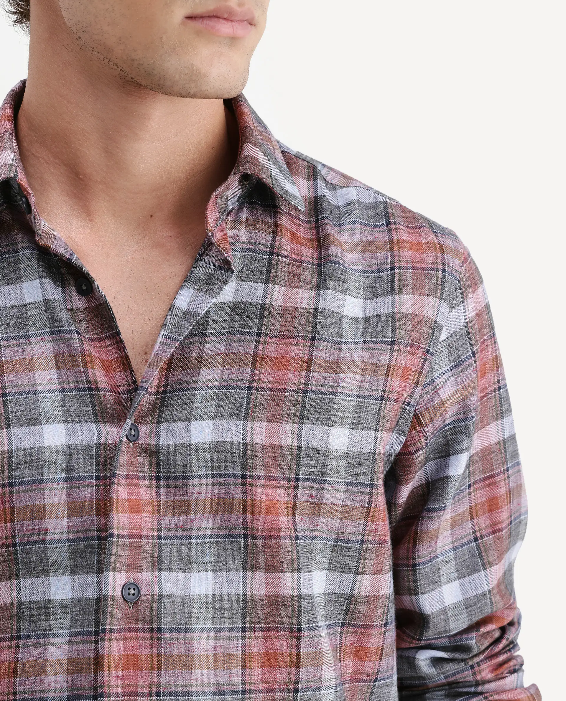Rare Rabbit Men's Hood Red Cotton Blend Fabric Full Sleeve Collared Regular Fit Checked Shirt - Image 3