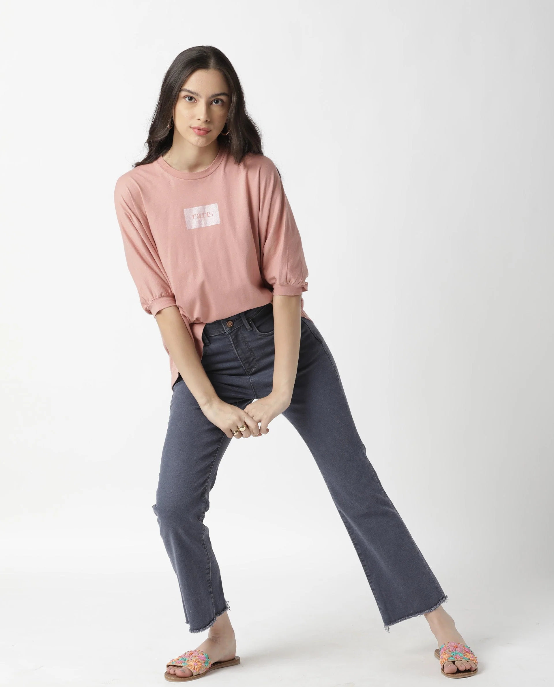 Rareism Womens Hooda 2 Pink T-Shirt Round Neck 3/4Th Sleeve - Image 2