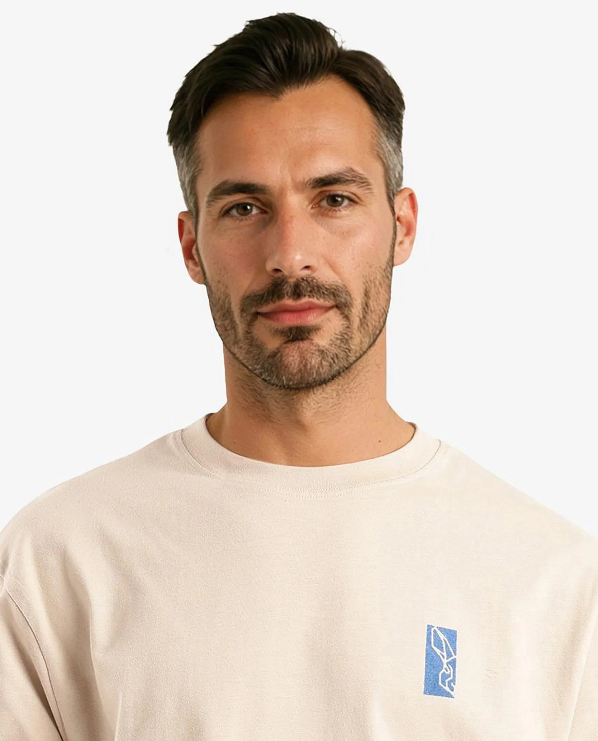 Rare Rabbit Men's Hord Beige Cotton Graphic Print Oversized Fit Half Sleeve Crew Neck T-Shirt - Image 7