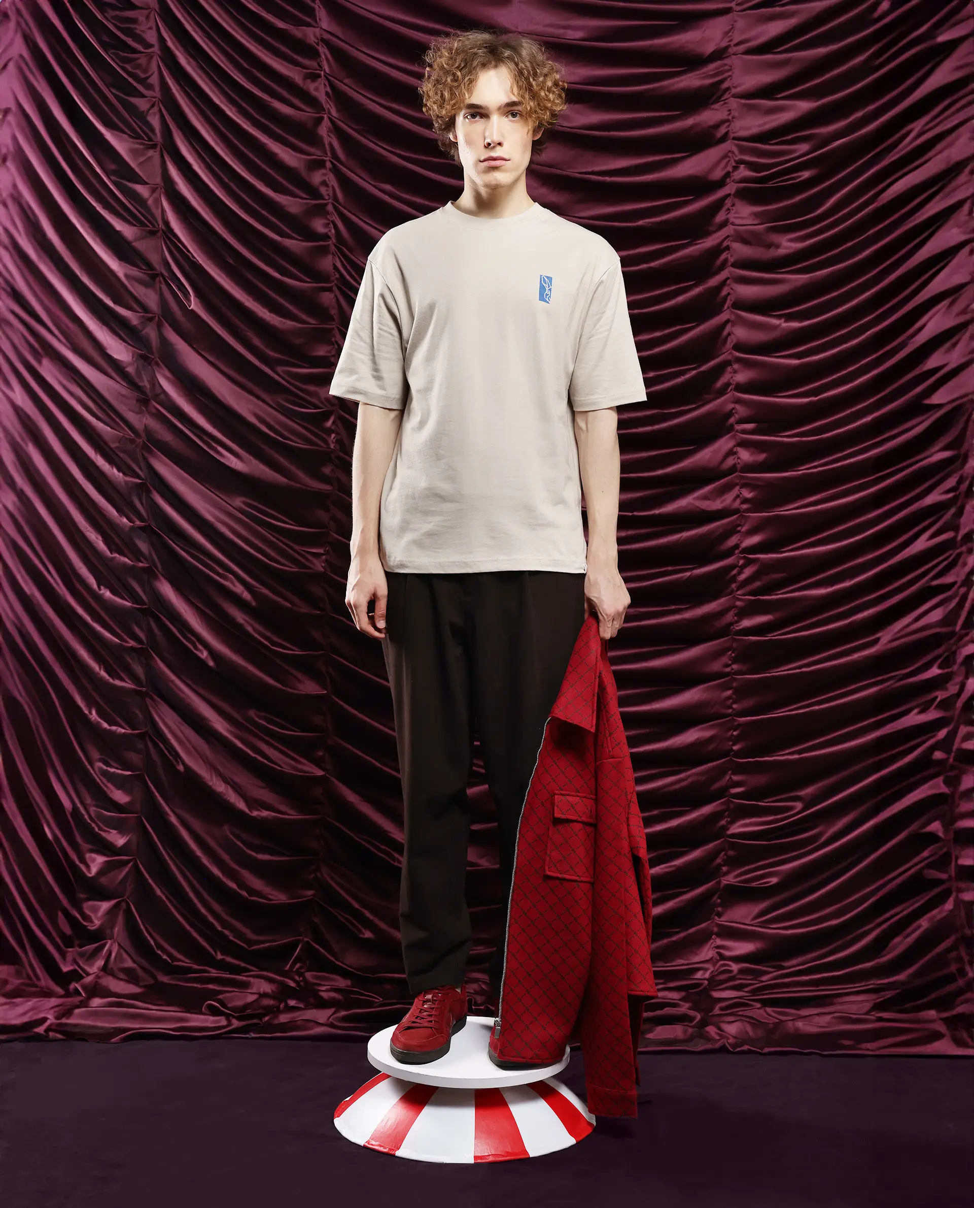 Rare Rabbit Men's Hord Off White Cotton Graphic Print Oversized Fit Half Sleeve Crew Neck T-Shirt - Image 9