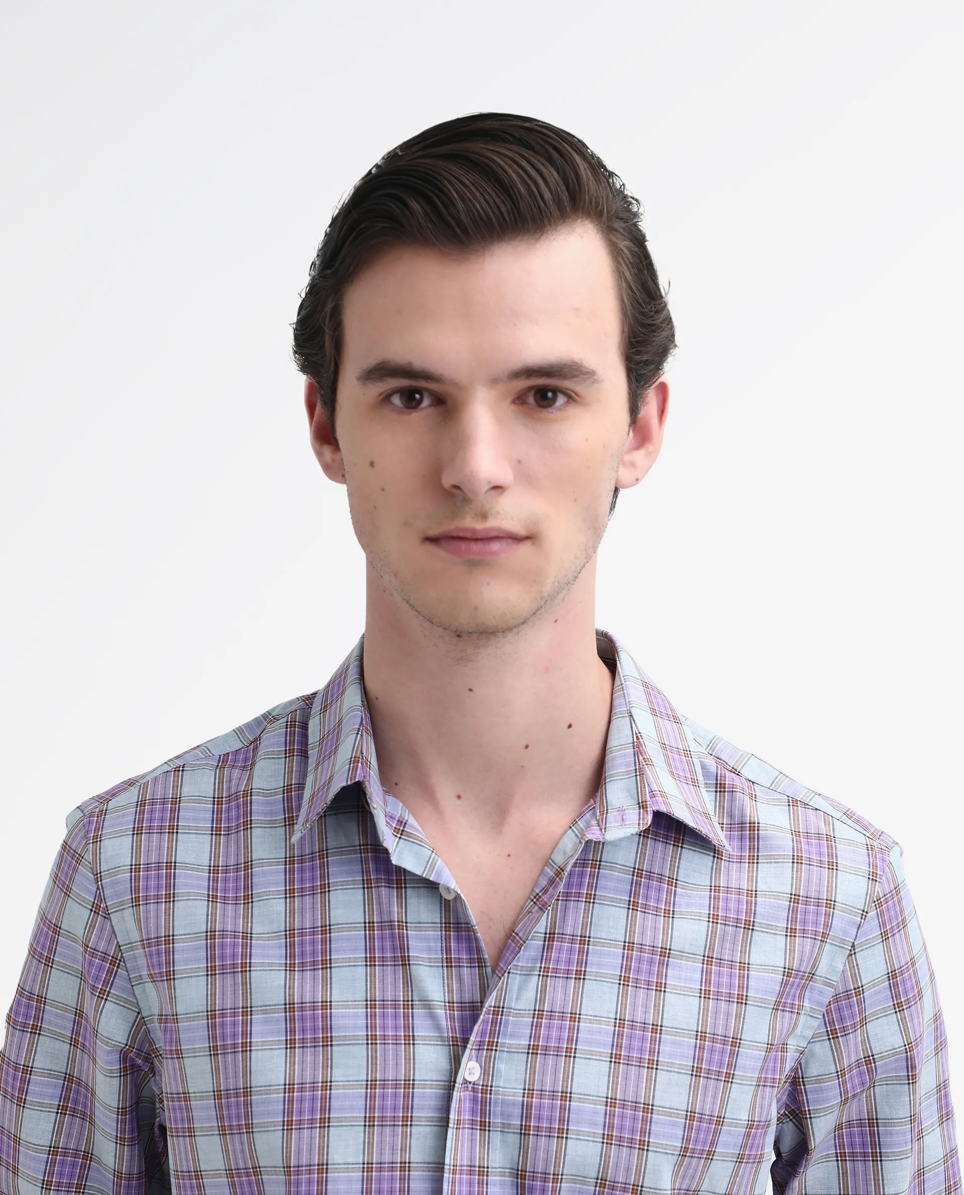 Rare Rabbit Men's Horf-25 Pastel Purple Cotton Checked Print Regular Fit Full Sleeve Collared Shirt - Image 5