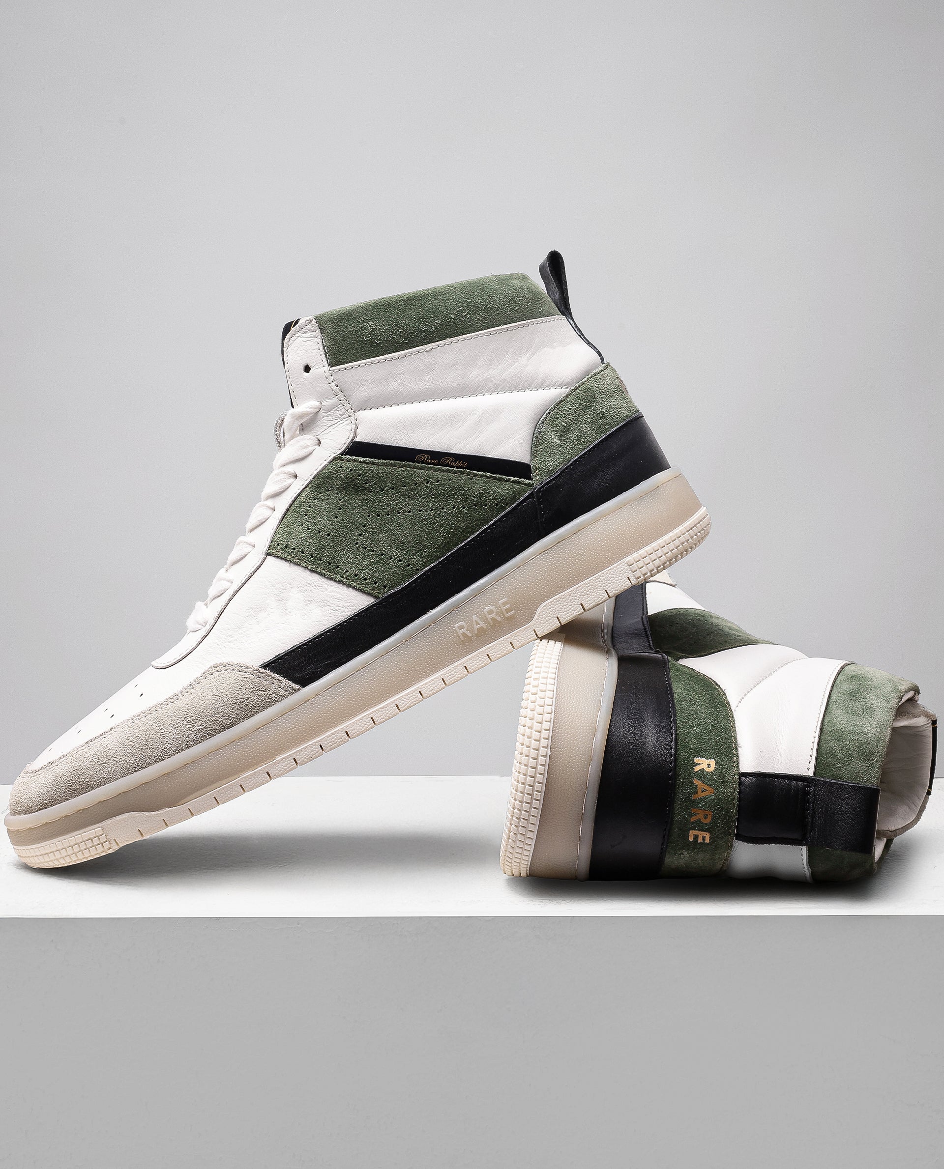 Rare Rabbit Men's Horizon Green Suede And Leather High-Top Lace Up Sneaker Shoes - Image 2