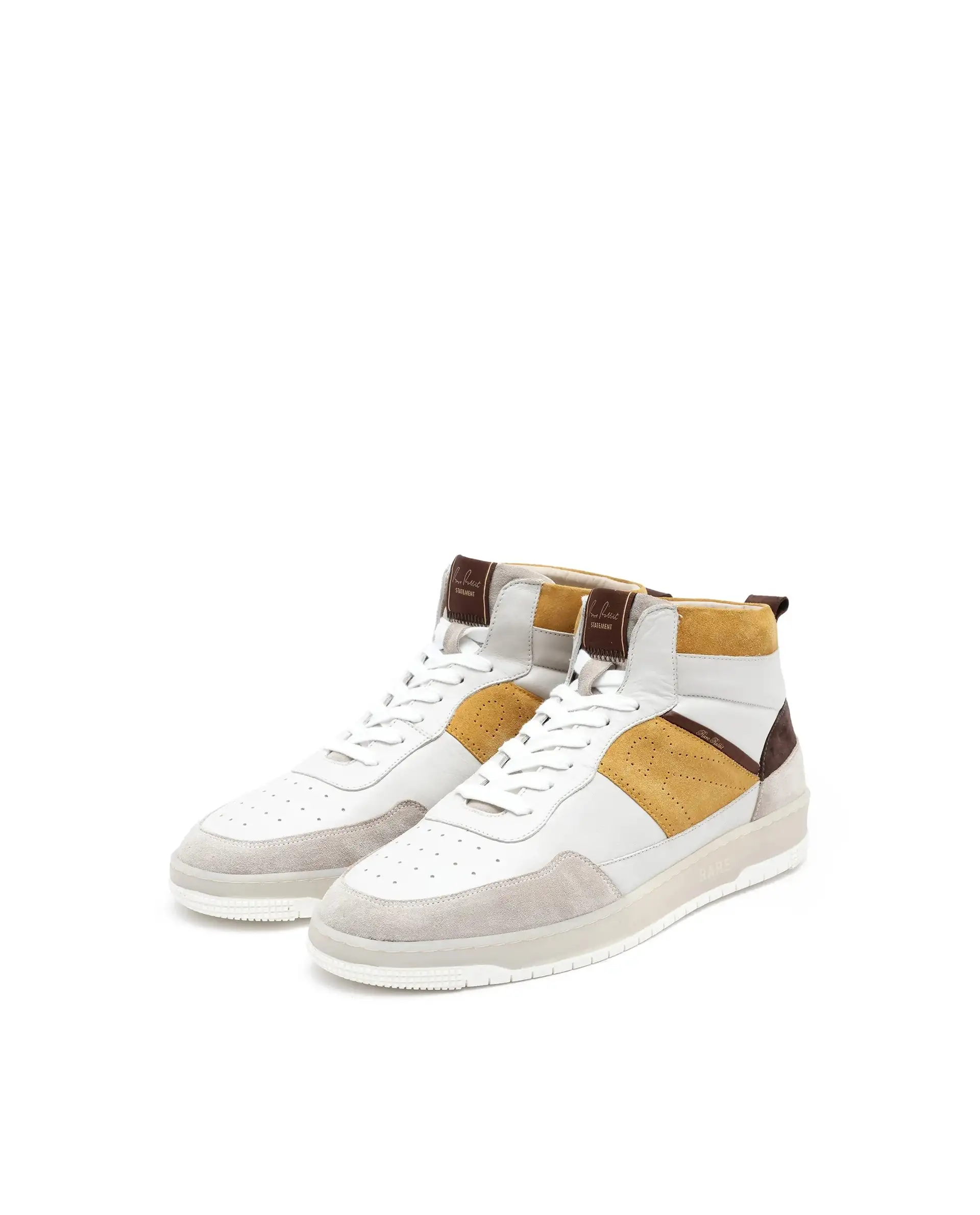 Rare Rabbit Men's Horizon Mustard Suede And Leather High-Top Lace Up Sneaker Shoes - Image 3