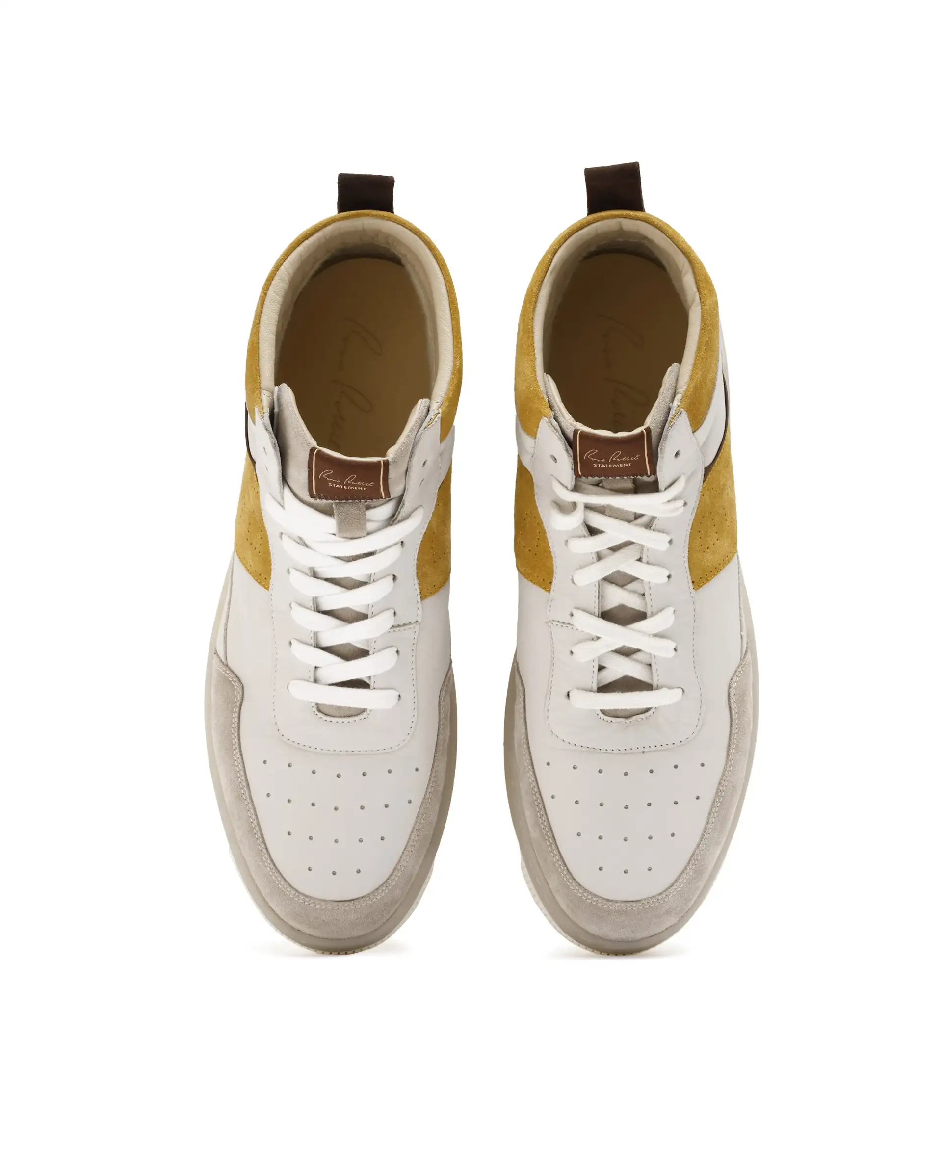 Rare Rabbit Men's Horizon Mustard Suede And Leather High-Top Lace Up Sneaker Shoes - Image 4