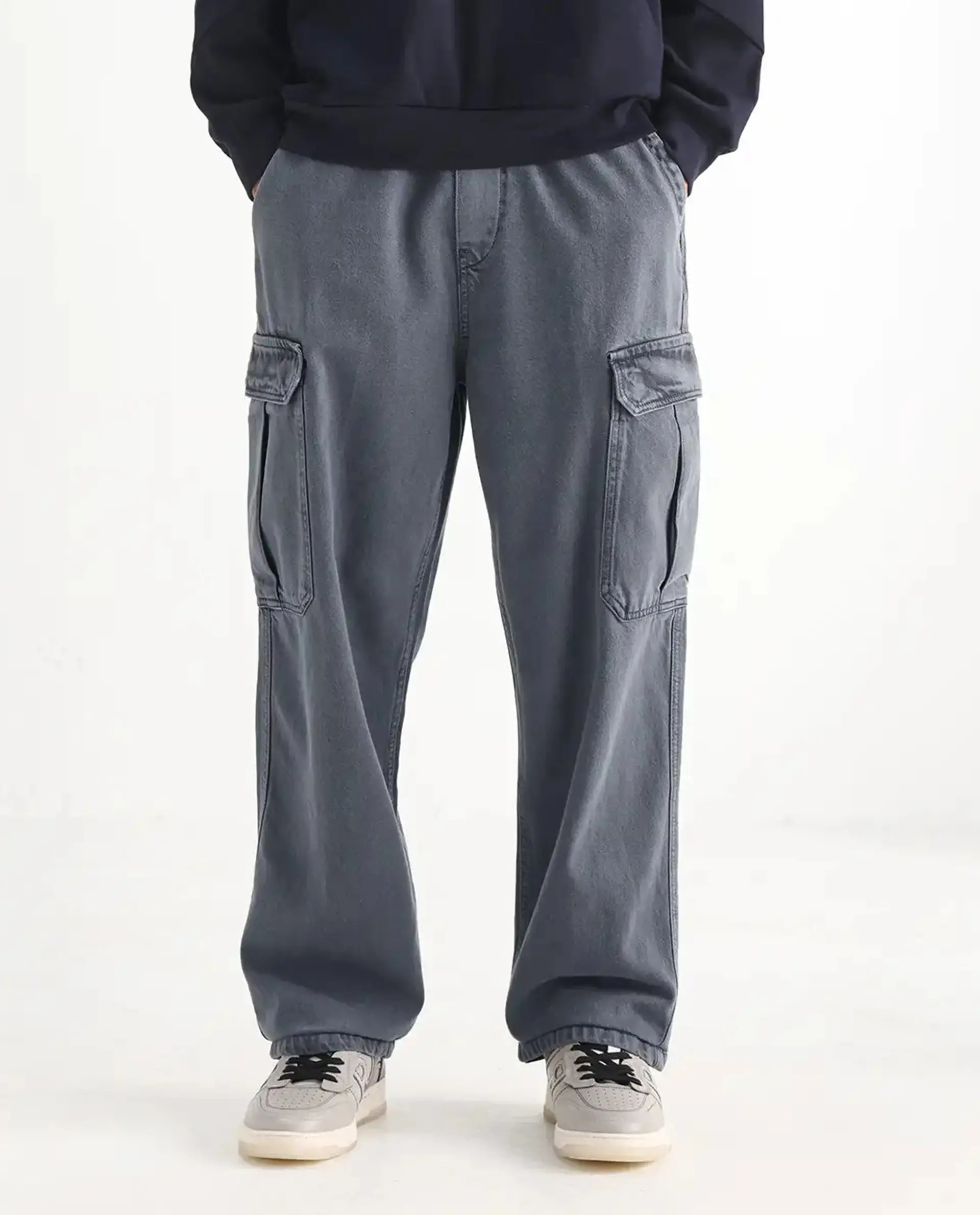 Rare Rabbit Men's Hork Blue Cotton Plain Baggy Fit Jeans - Image 10