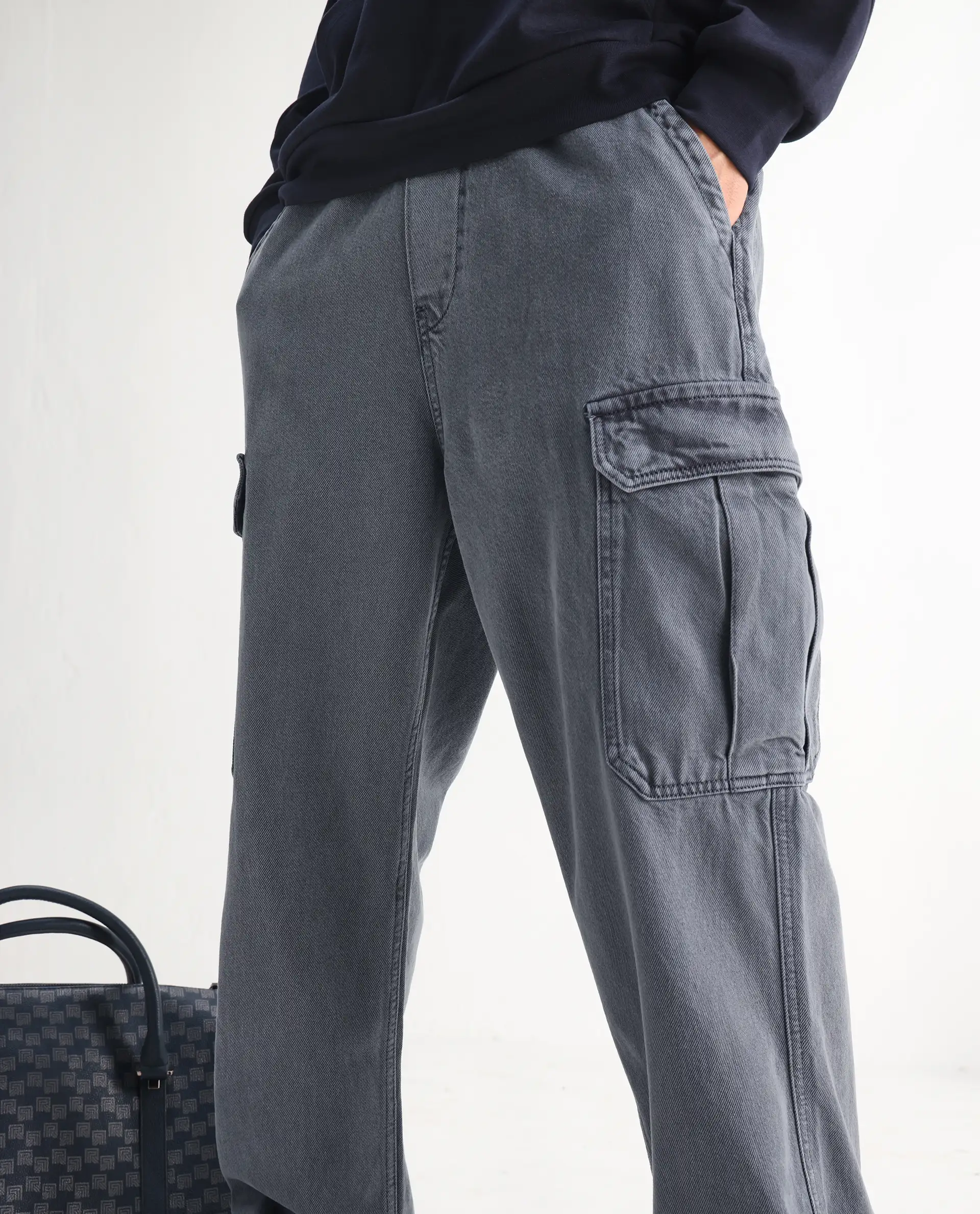 Rare Rabbit Men's Hork Blue Cotton Plain Baggy Fit Jeans - Image 2