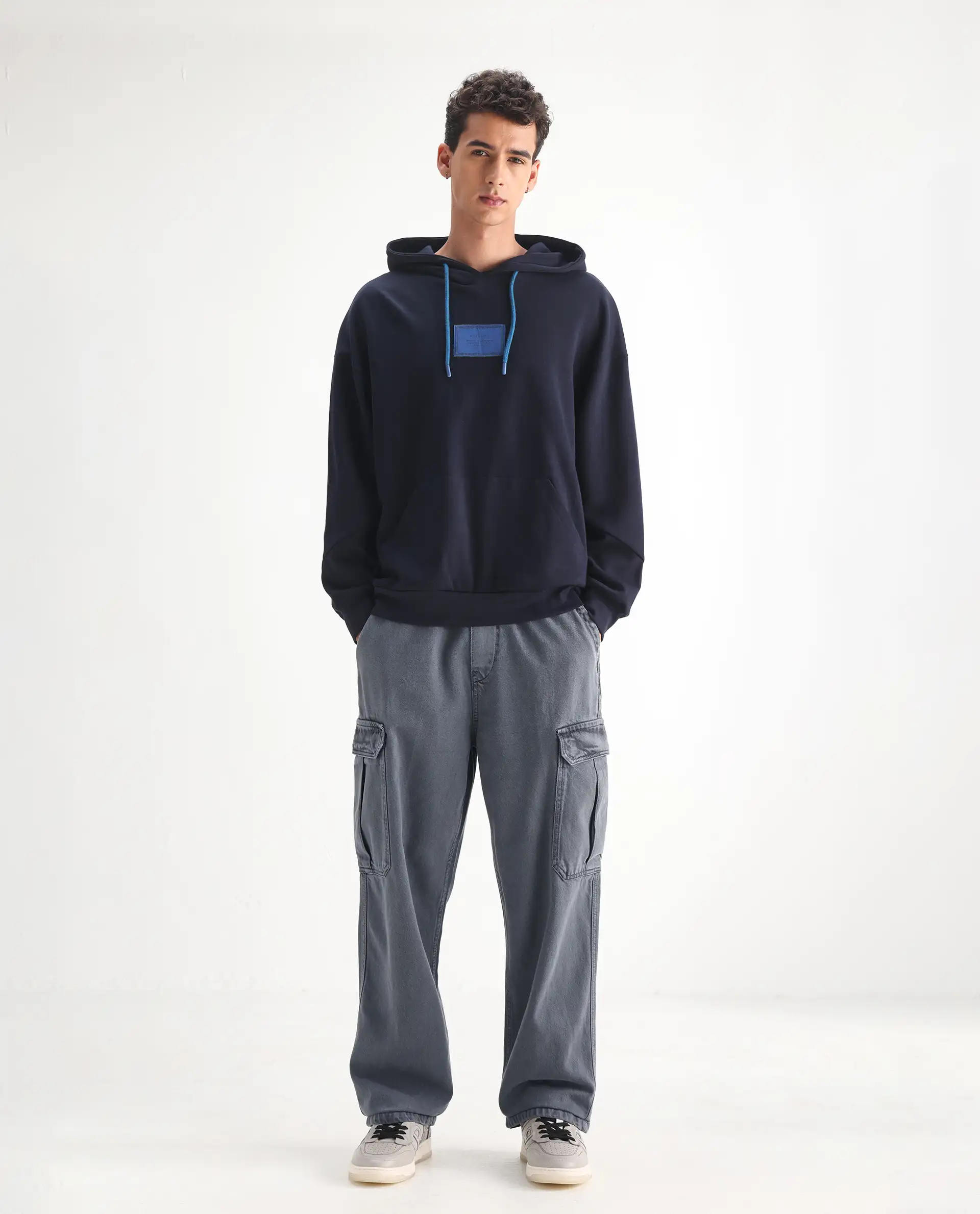 Rare Rabbit Men's Hork Blue Cotton Plain Baggy Fit Jeans - Image 3