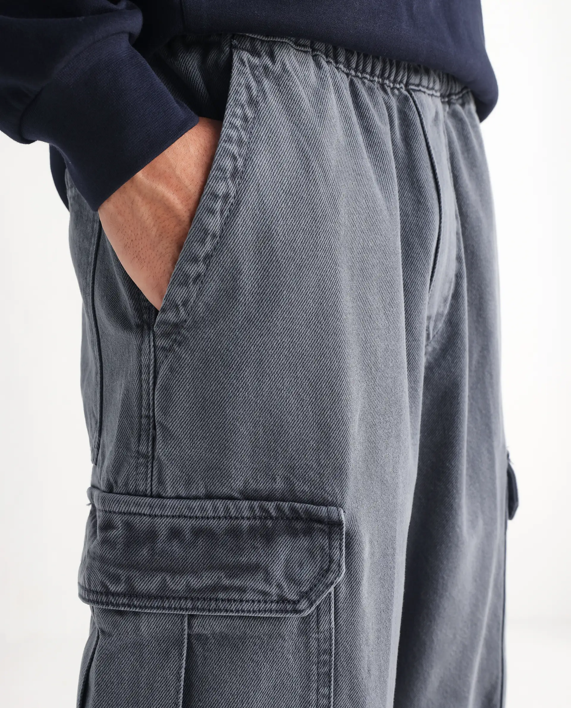 Rare Rabbit Men's Hork Blue Cotton Plain Baggy Fit Jeans - Image 4