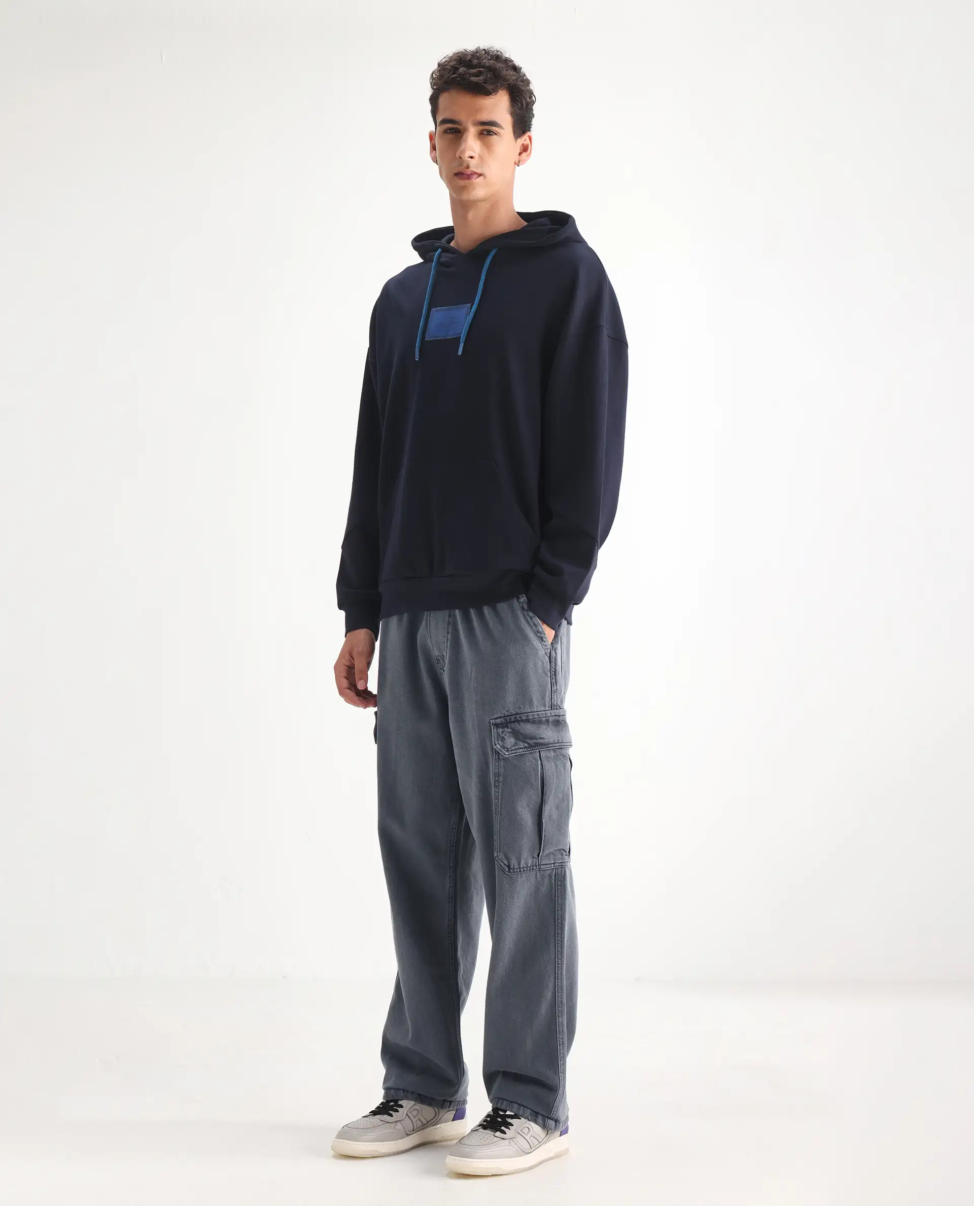 Rare Rabbit Men's Hork Blue Cotton Plain Baggy Fit Jeans - Image 5