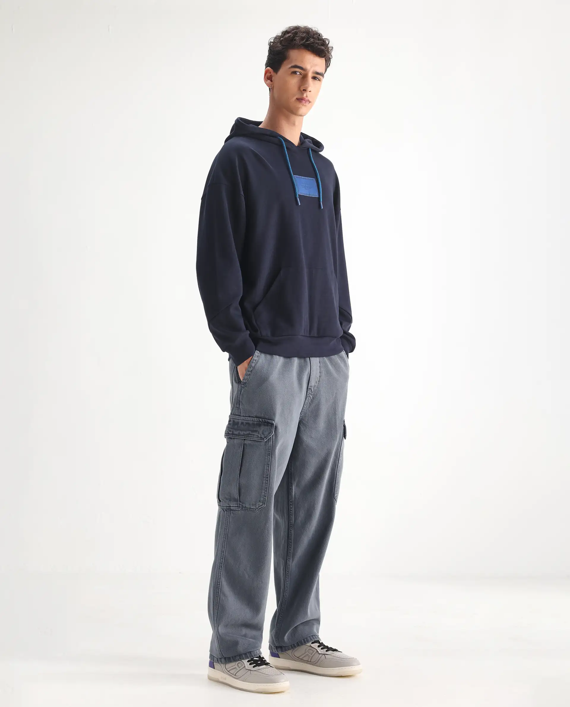 Rare Rabbit Men's Hork Blue Cotton Plain Baggy Fit Jeans - Image 6