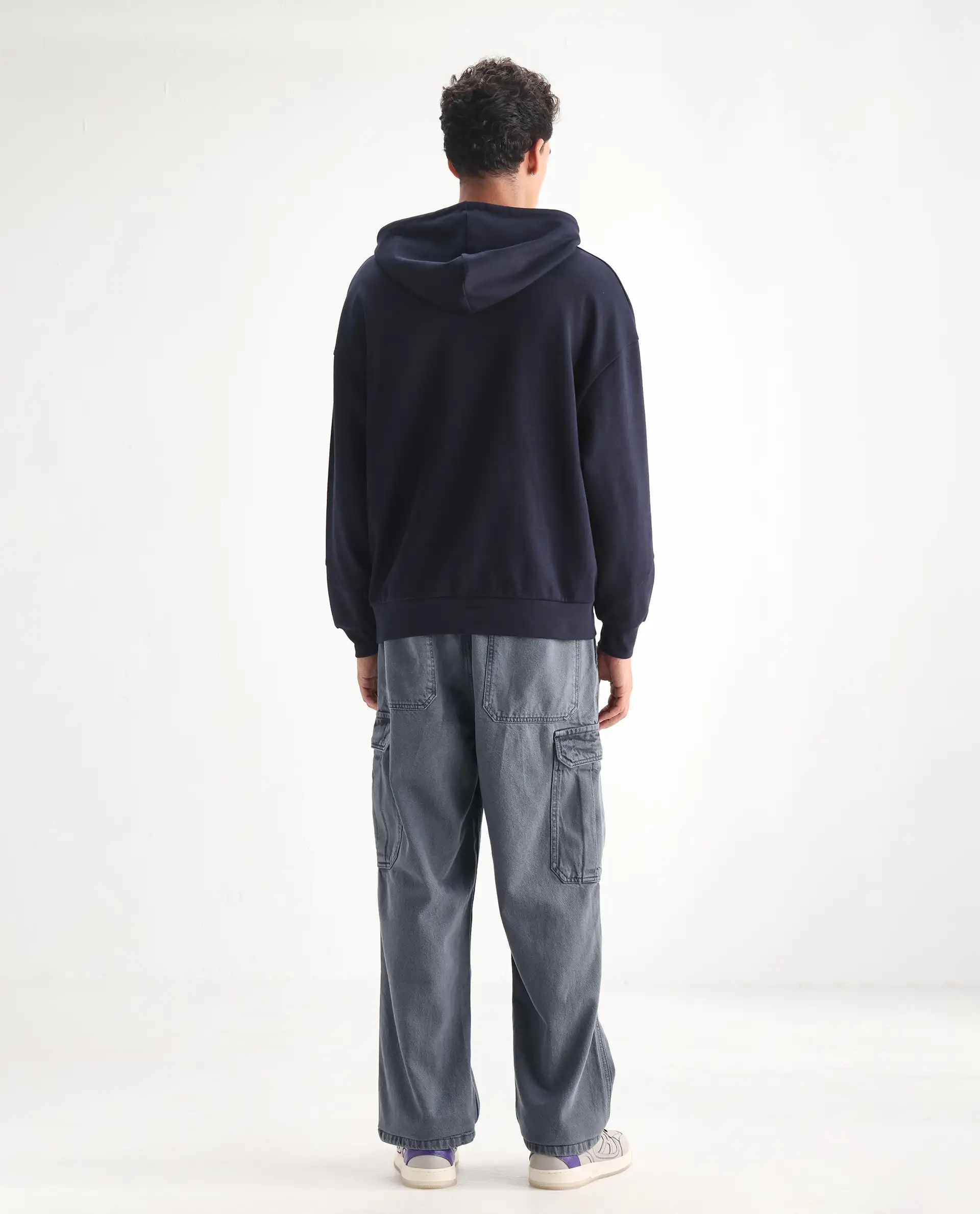Rare Rabbit Men's Hork Blue Cotton Plain Baggy Fit Jeans - Image 9