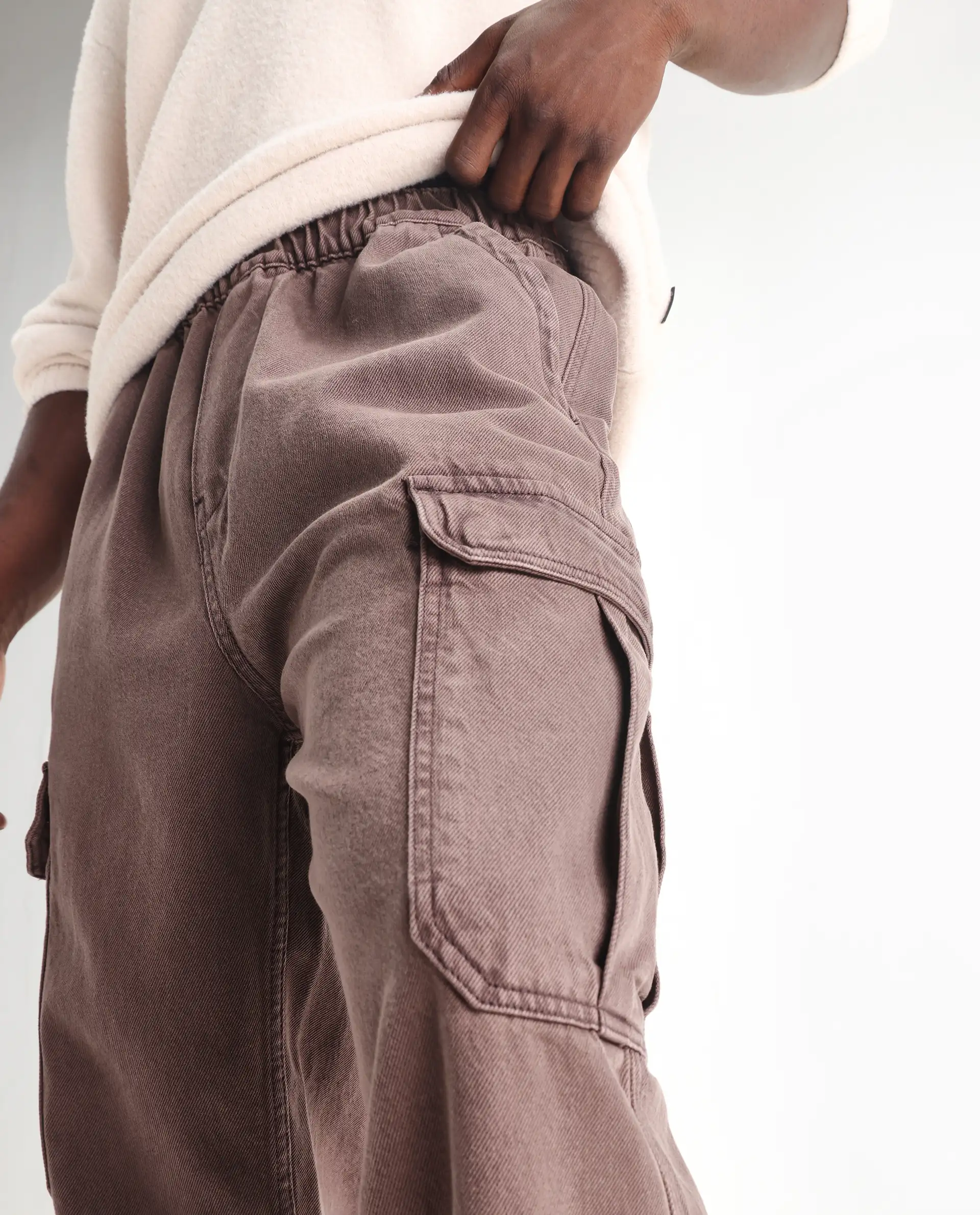 Rare Rabbit Men's Hork Brown Cotton Plain Baggy Fit Jeans - Image 2