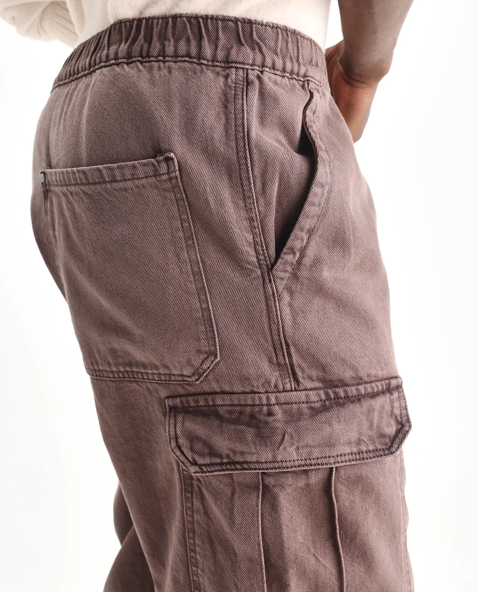 Rare Rabbit Men's Hork Brown Cotton Plain Baggy Fit Jeans - Image 7