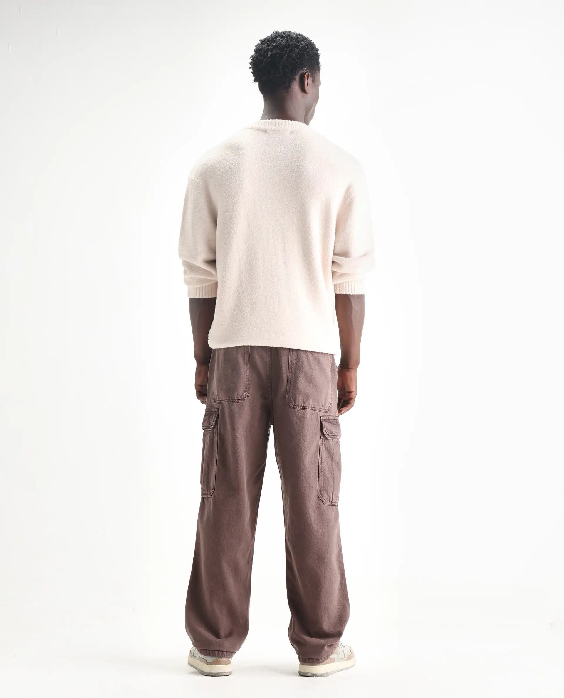 Rare Rabbit Men's Hork Brown Cotton Plain Baggy Fit Jeans - Image 8