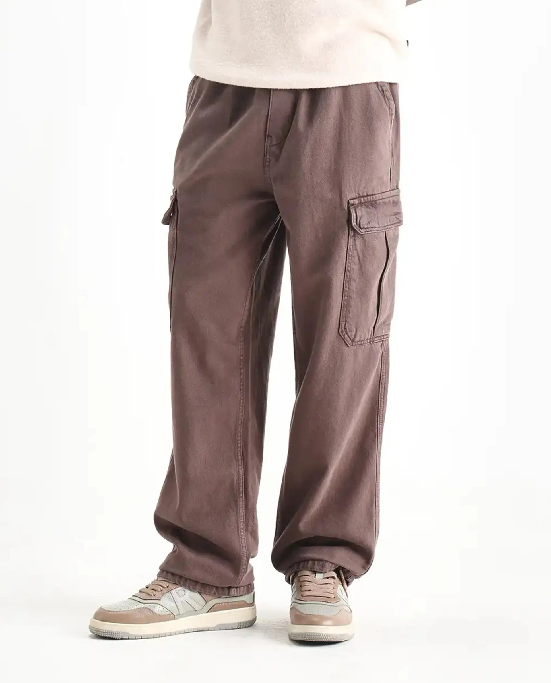Rare Rabbit Men's Hork Brown Cotton Plain Baggy Fit Jeans - Image 9