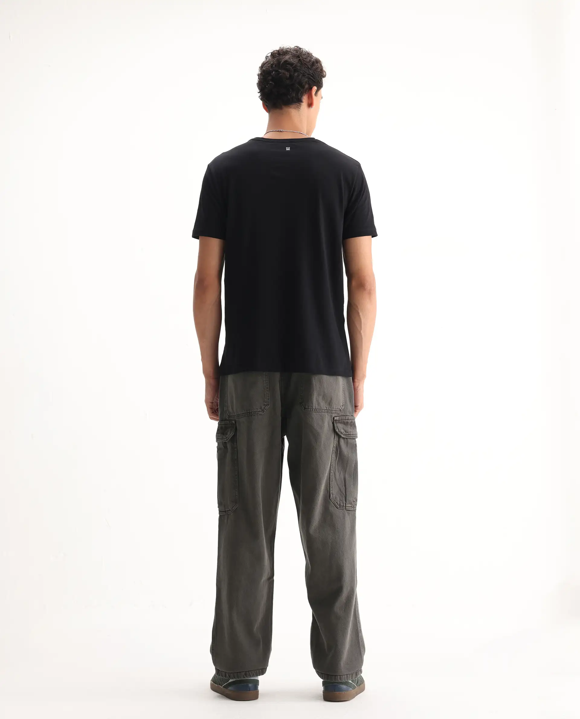 Rare Rabbit Men's Hork Dark Green Cotton Plain Baggy Fit Jeans - Image 8
