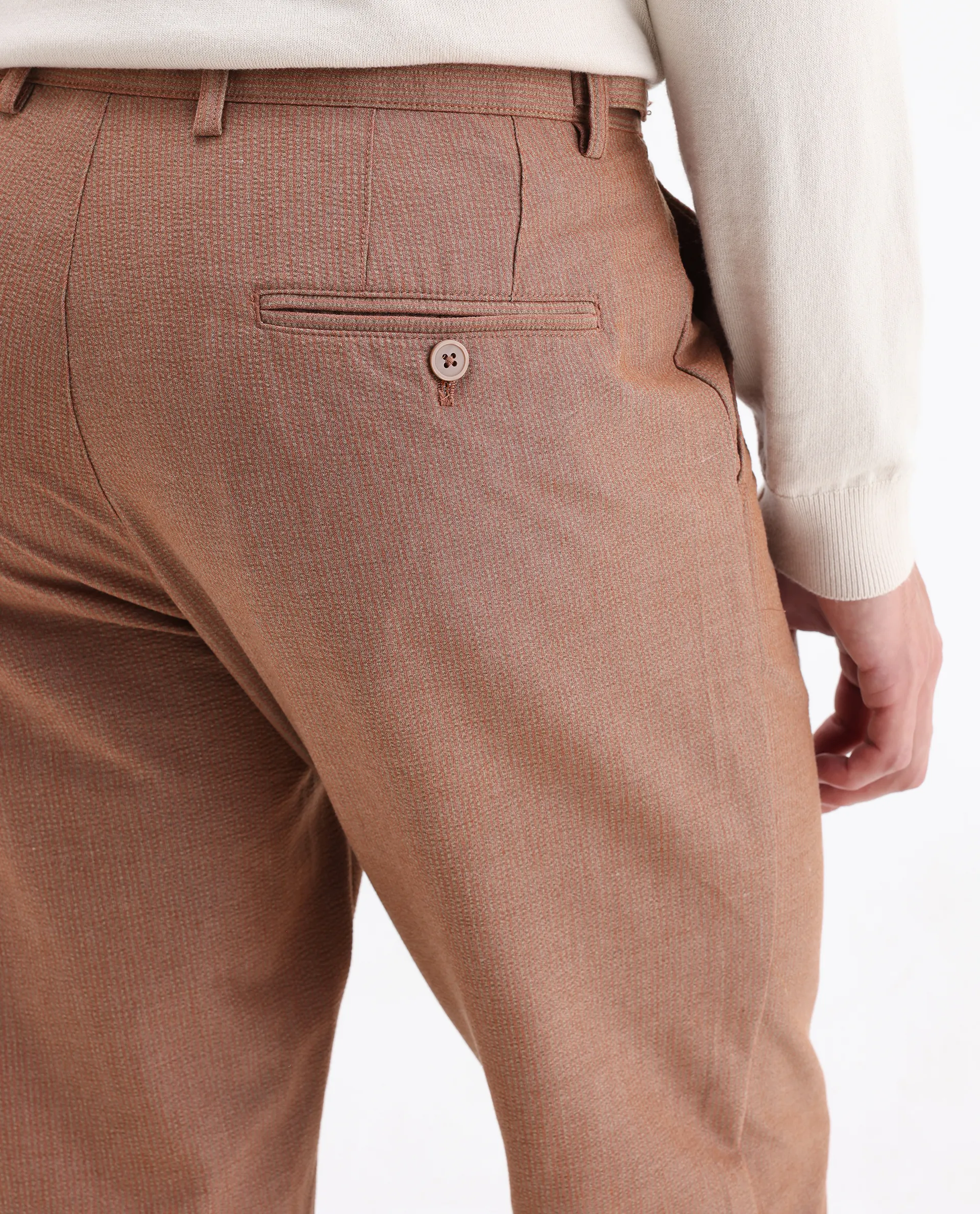 Rare Rabbit Men's Horon Rust Polyester Blend Plain Baggy Fit Trouser - Image 8