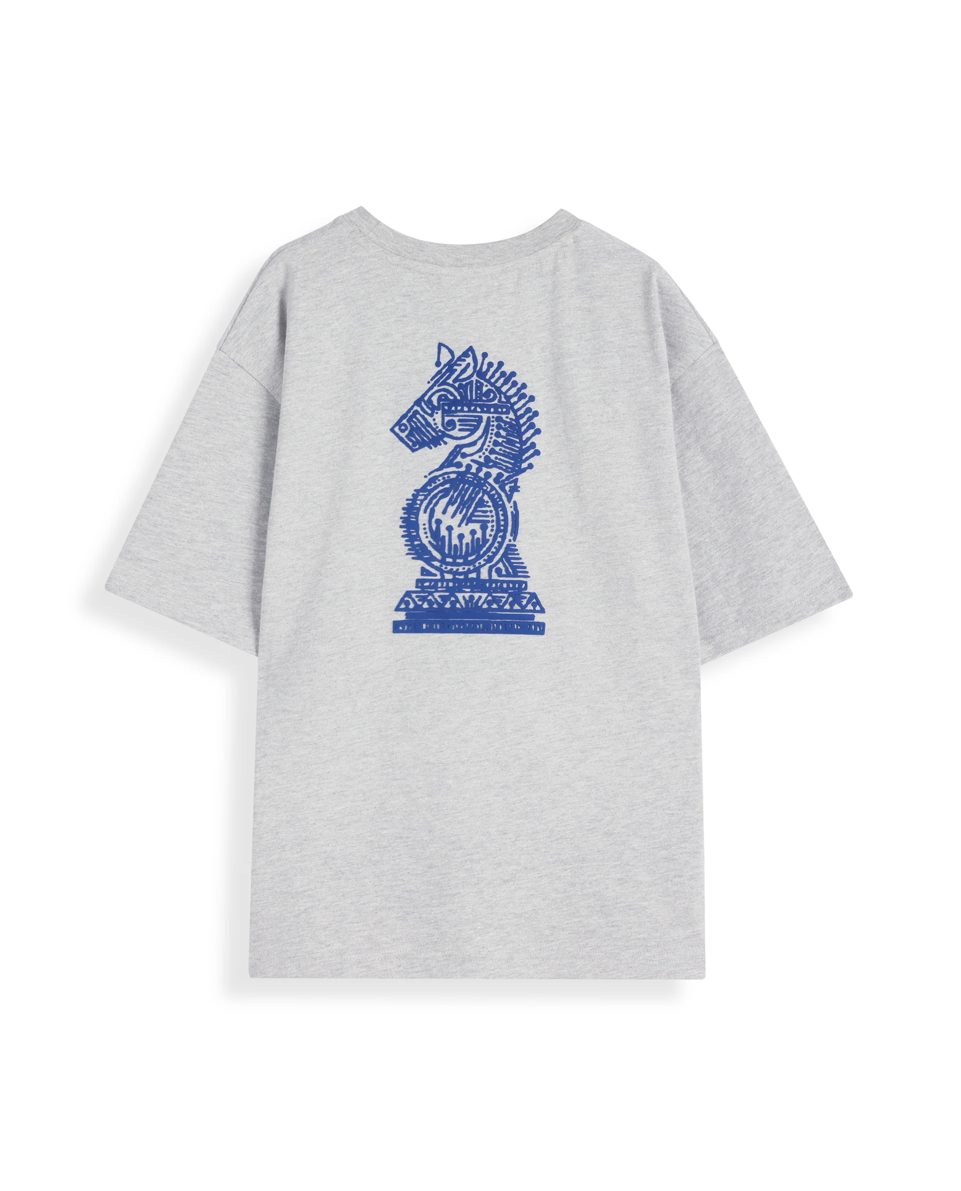 Rare Ones Kids Horse Melange Grey Cotton Half Sleeves Crew Neck Oversized Fit Graphic Back Print T-Shirt - Image 3