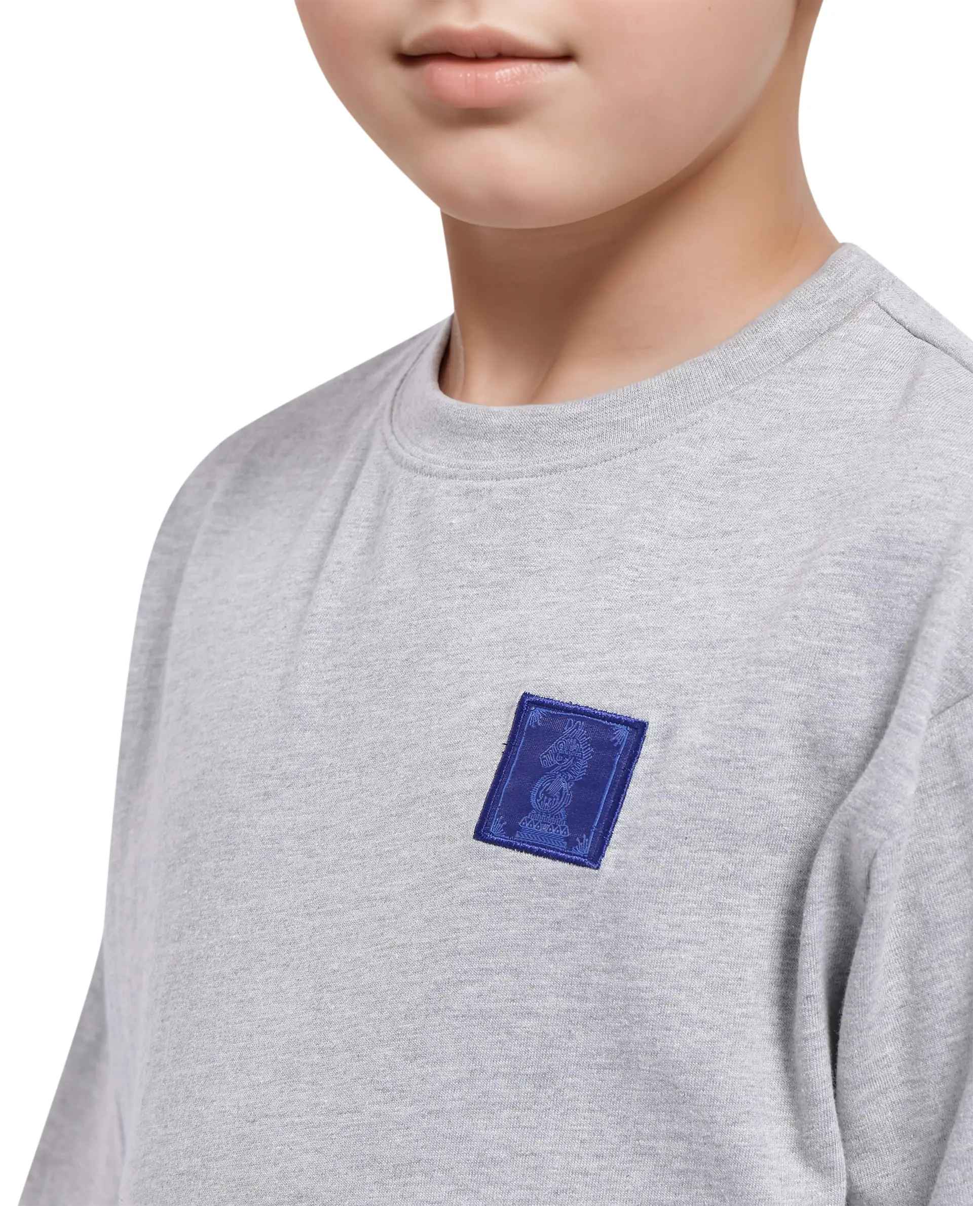 Rare Ones Kids Horse Melange Grey Cotton Half Sleeves Crew Neck Oversized Fit Graphic Back Print T-Shirt - Image 6