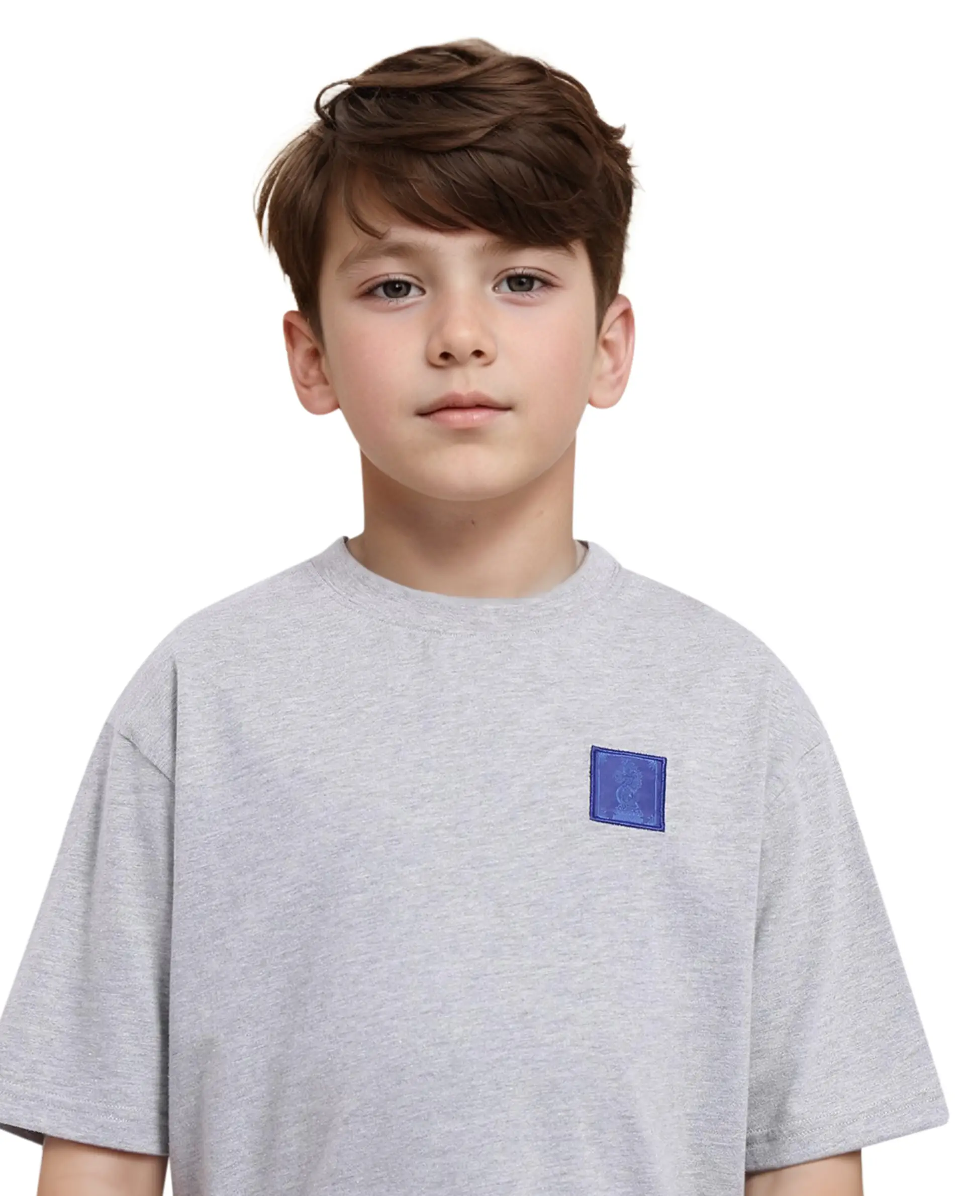 Rare Ones Kids Horse Melange Grey Cotton Half Sleeves Crew Neck Oversized Fit Graphic Back Print T-Shirt - Image 8