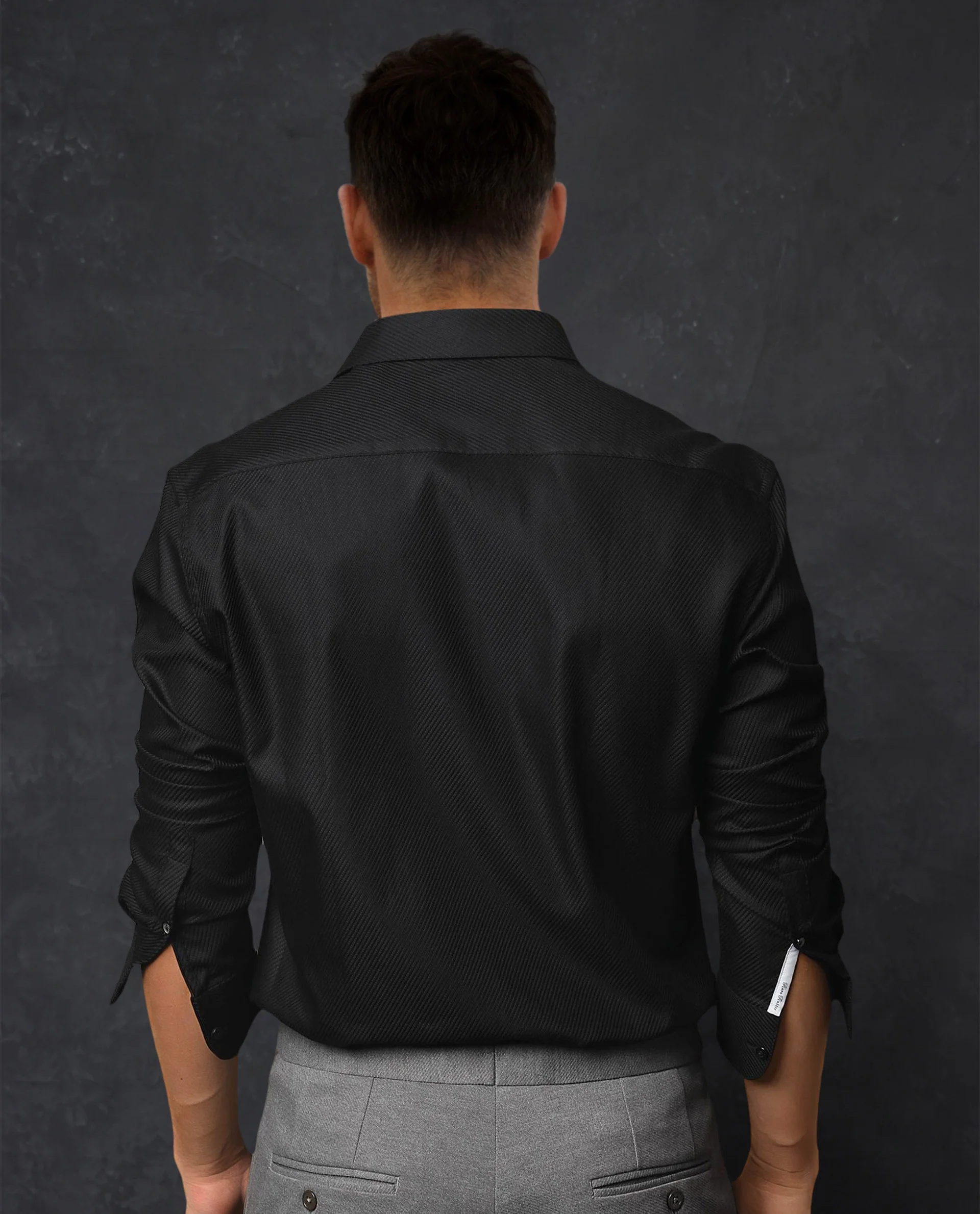 Rare Rabbit Men's Hosa Black Cotton Plain Regular Fit Full Sleeve Spread Collar Shirt - Image 8