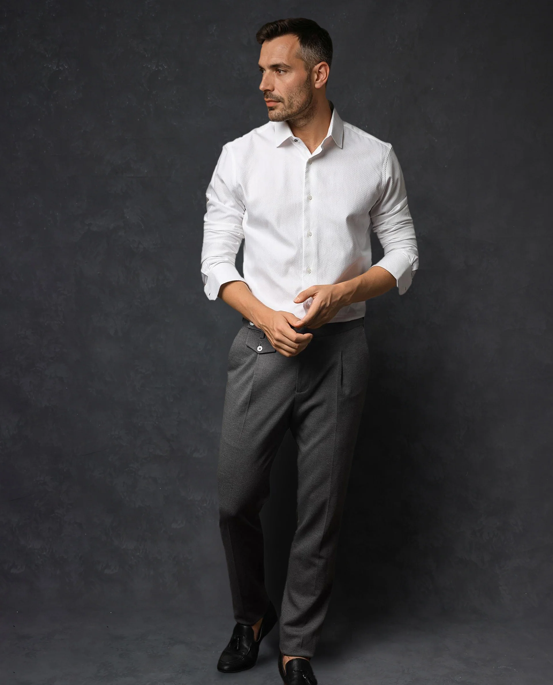 Rare Rabbit Men's Hosa White Cotton Plain Regular Fit Full Sleeve Collared Shirt - Image 3