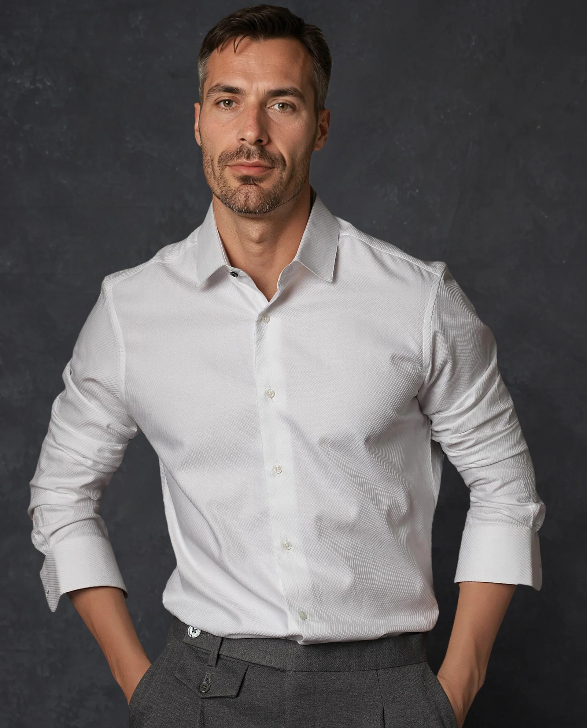 Rare Rabbit Men's Hosa White Cotton Plain Regular Fit Full Sleeve Collared Shirt - Image 4