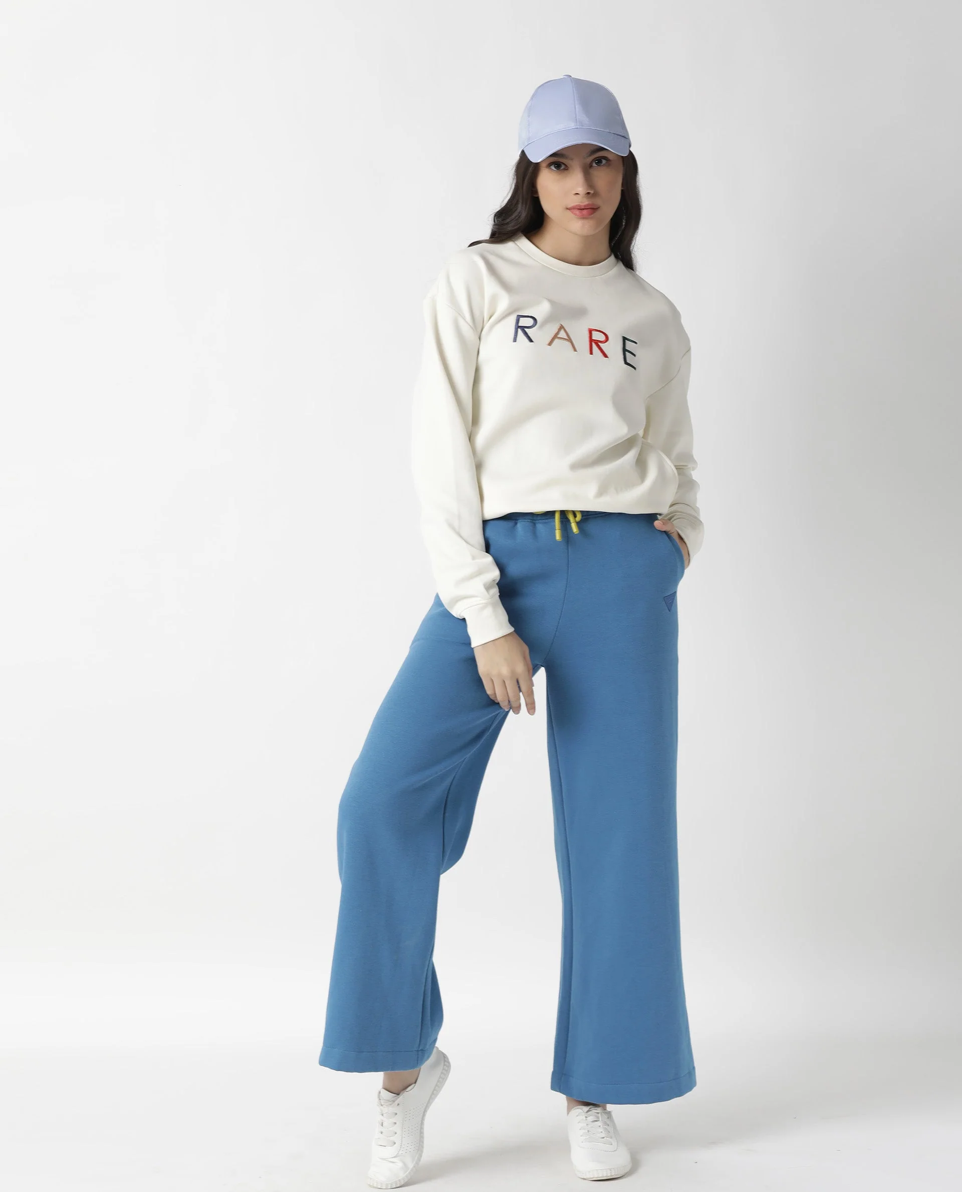 Rareism Women's Host Offwhite Cotton Blend Crew Neck Plain Relaxed Fit Sweatshirt - Image 5