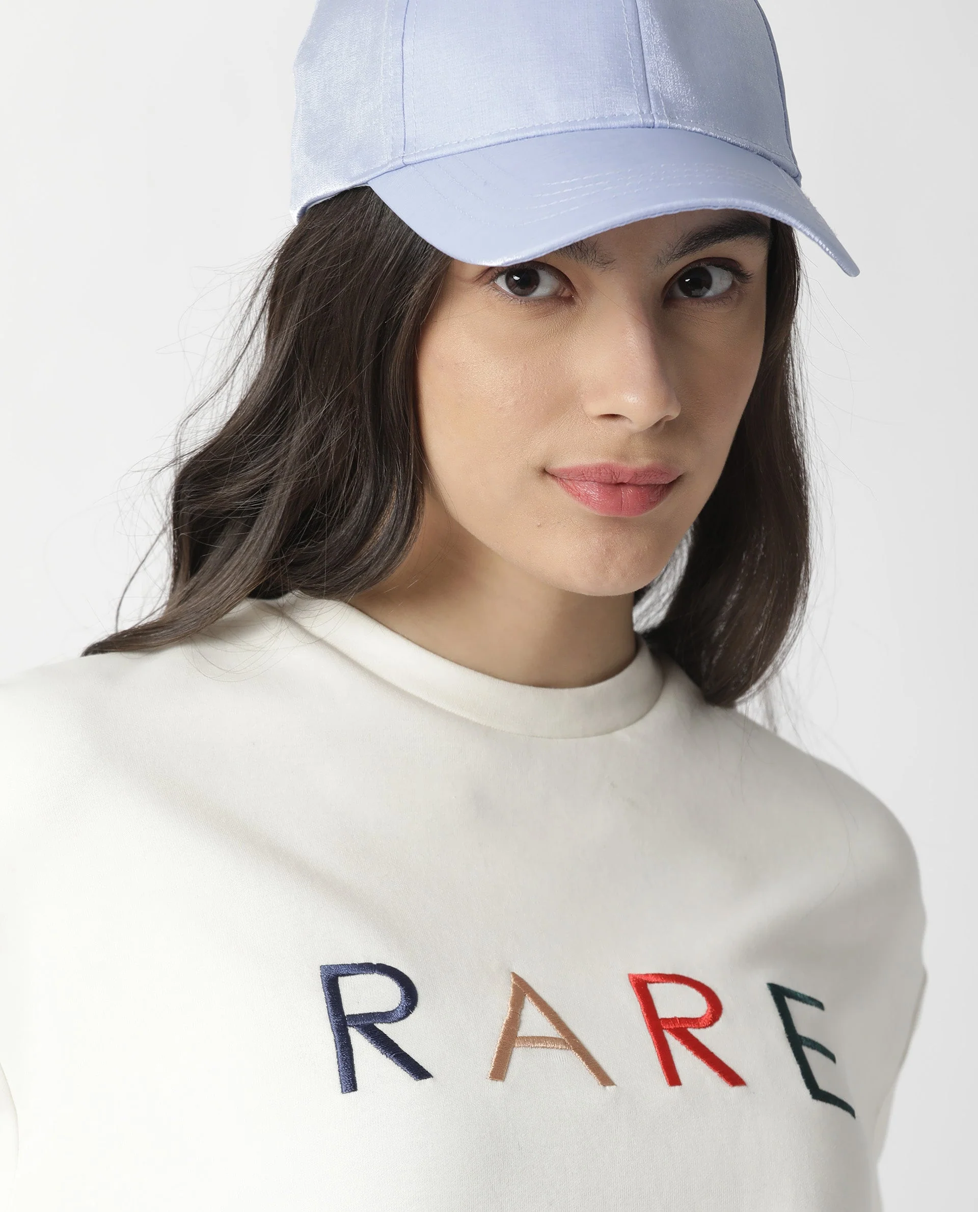 Rareism Women's Host Offwhite Cotton Blend Crew Neck Plain Relaxed Fit Sweatshirt - Image 7