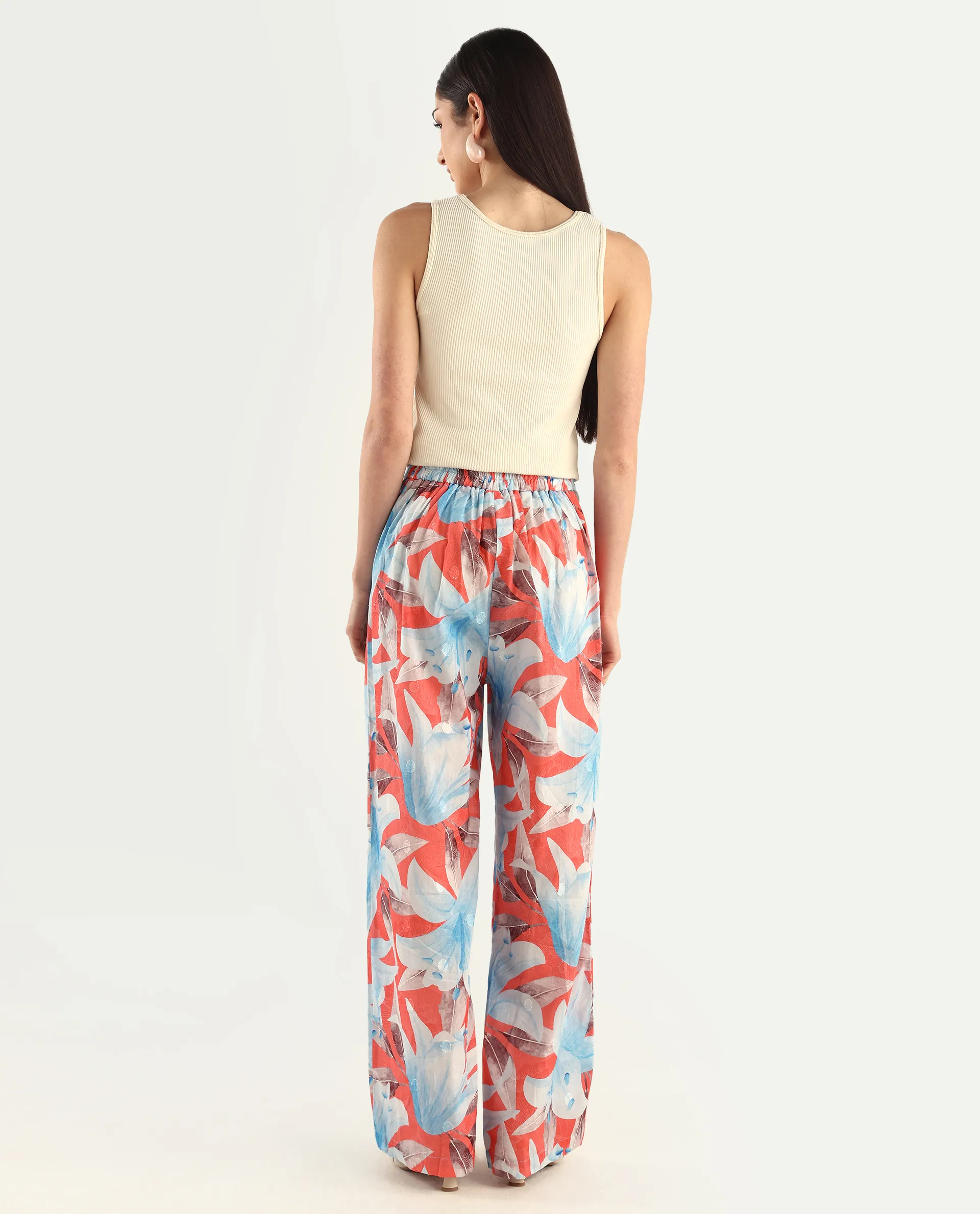 Rareism Women's Housto-B Pink Cotton Floral Print Straight Fit Trouser - Image 6
